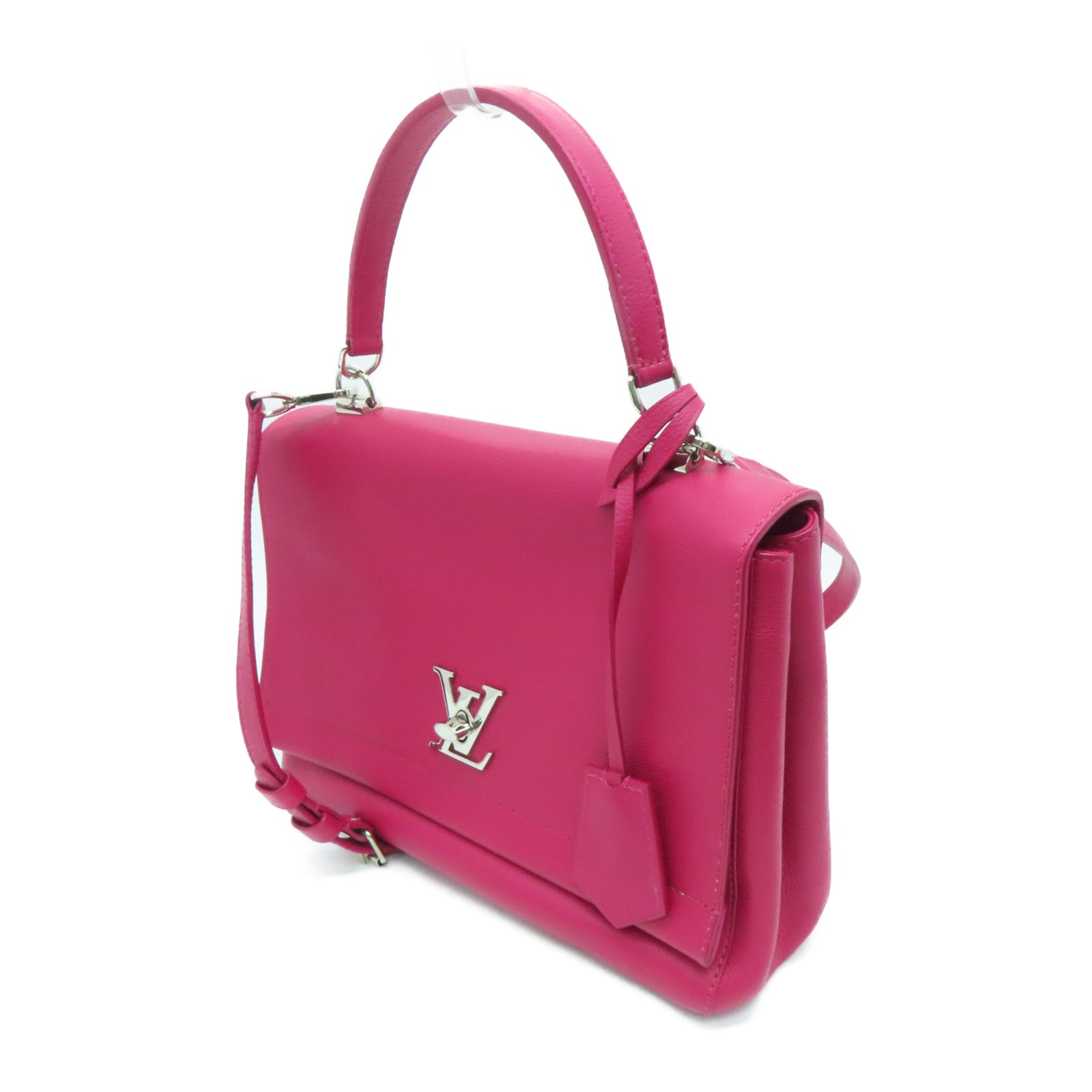 LOUIS VUITTON 【激減優惠】牛皮皮革Lockme銀扣手挽肩背兩用袋粉紅色