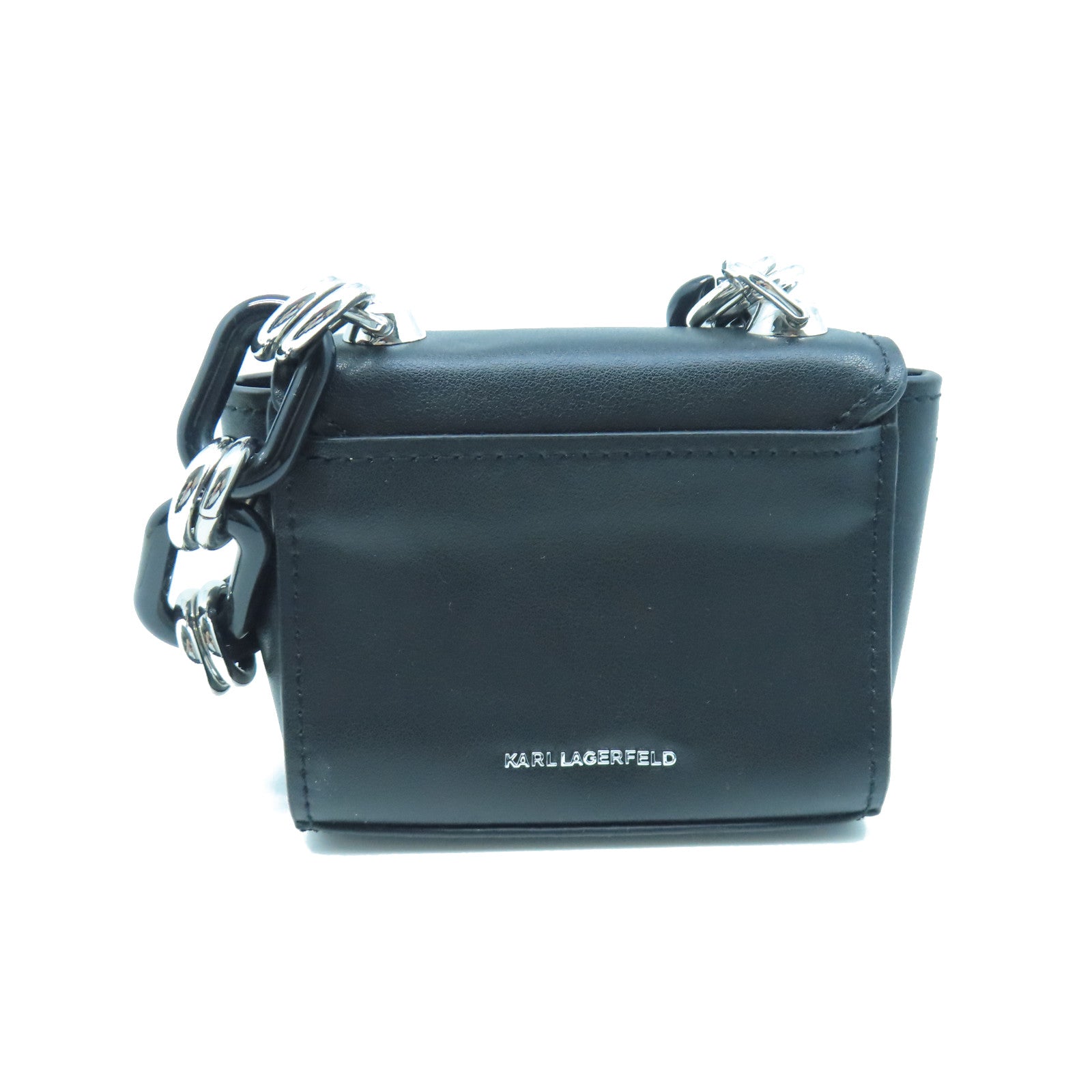 SELECTION Leather Mini Shoulder Bag Silver Buckle Black