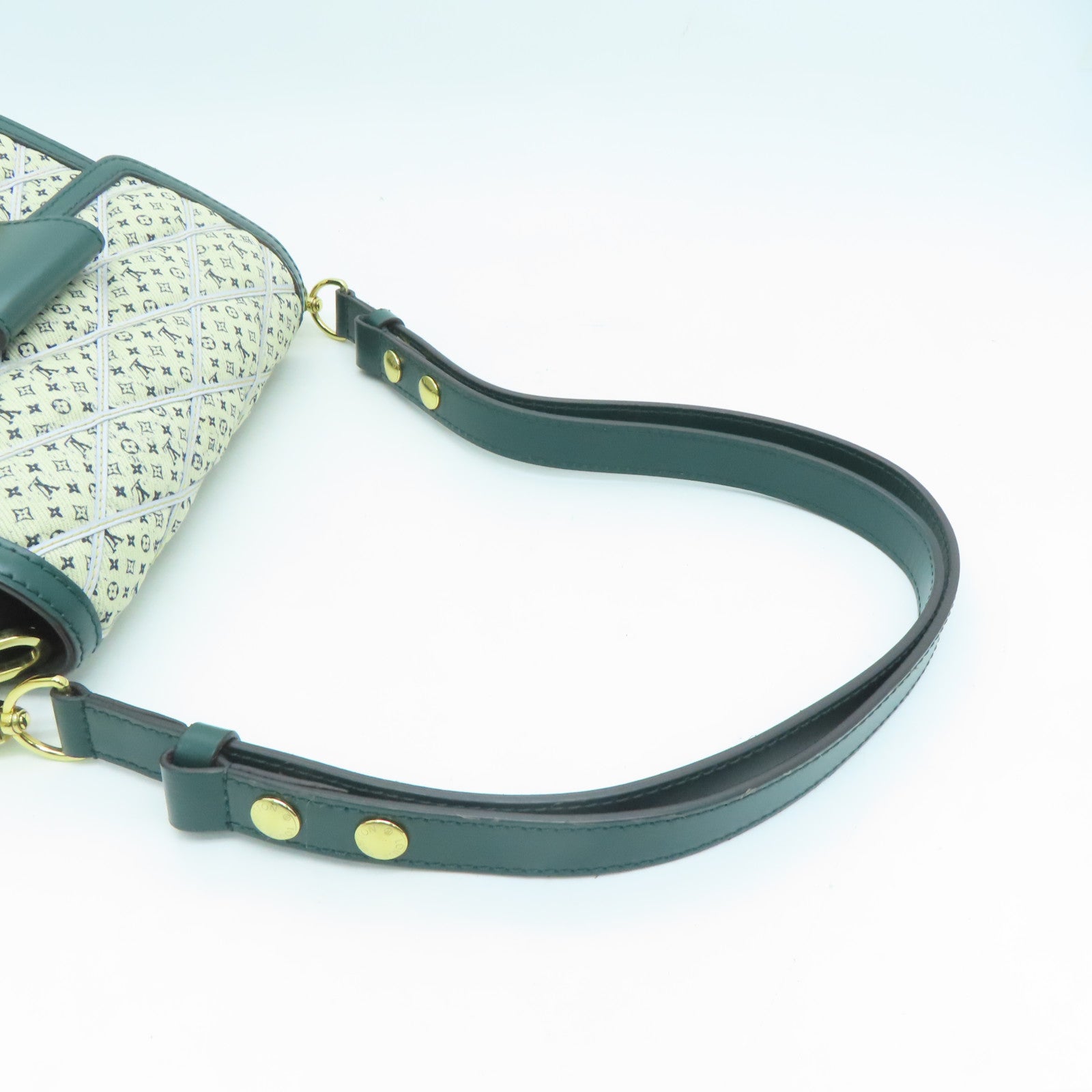 LOUIS VUITTON Canvas Mini Dauphine Gold Buckle Shoulder Bag Cream Green