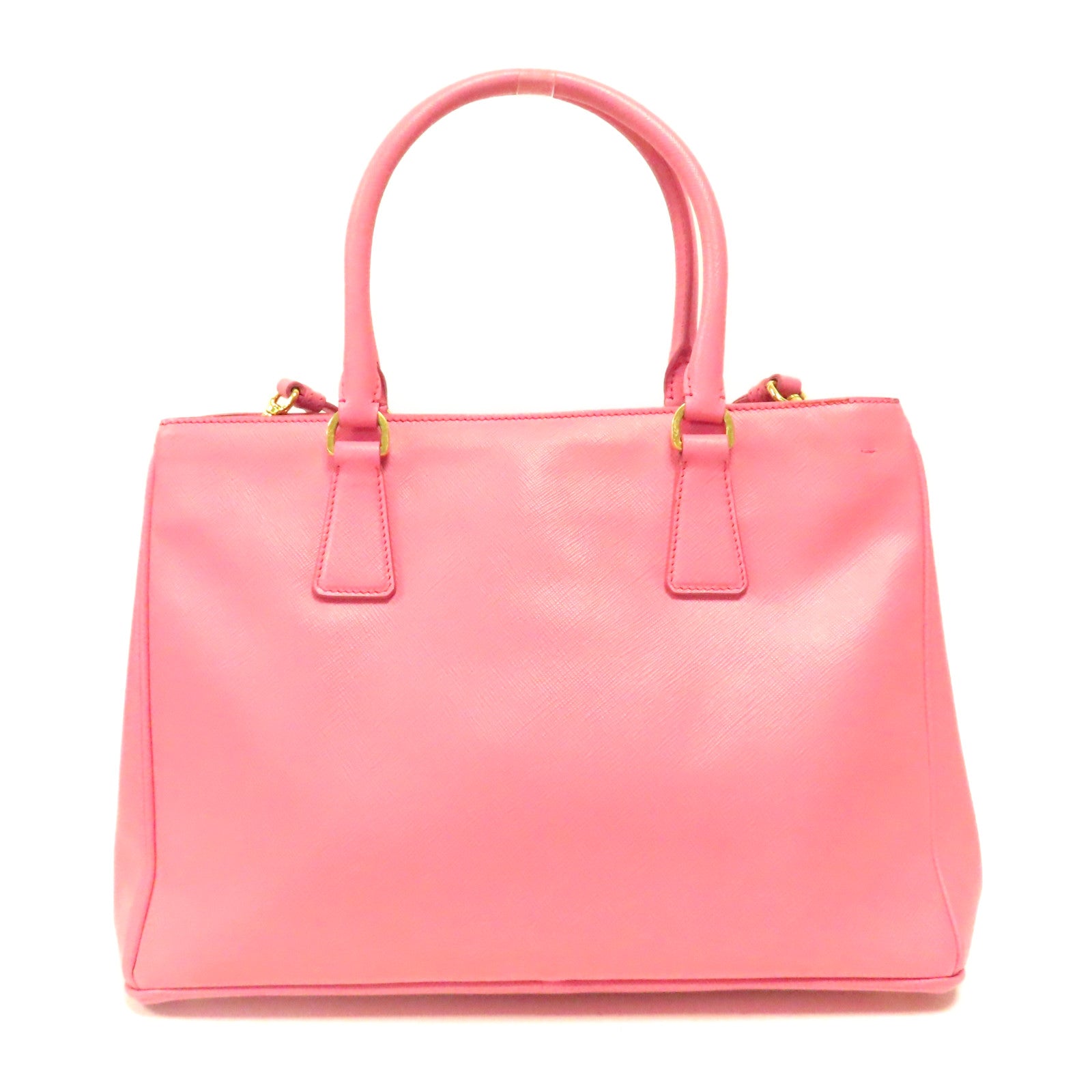 PRADA Saffiano皮革2 way Shoulder金扣手挽肩背兩用袋粉紅色