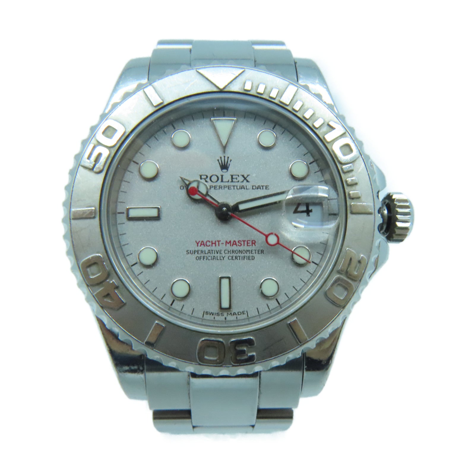 ROLEX Yacht Master 18K白金/不鏽鋼手錶自動機芯銀色