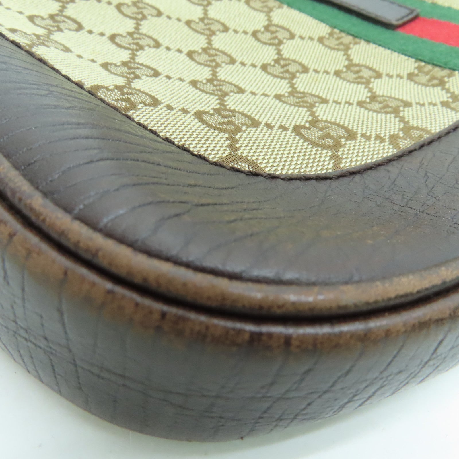 GUCCI canvas Shoulder Bag shoulder bag silver buckle brown