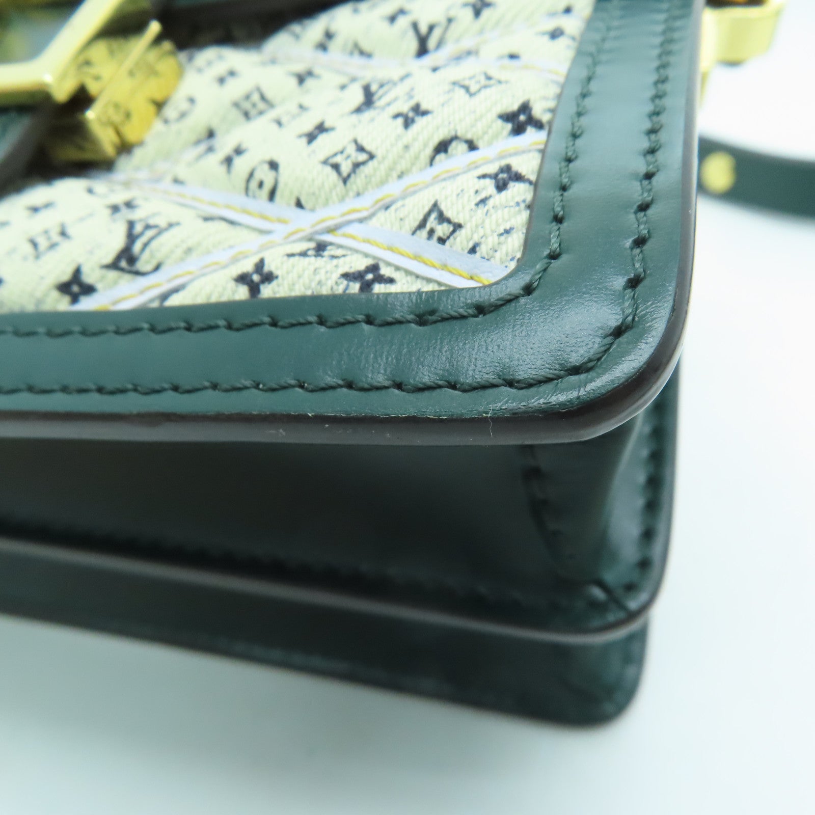 LOUIS VUITTON Canvas Mini Dauphine Gold Buckle Shoulder Bag Cream Green