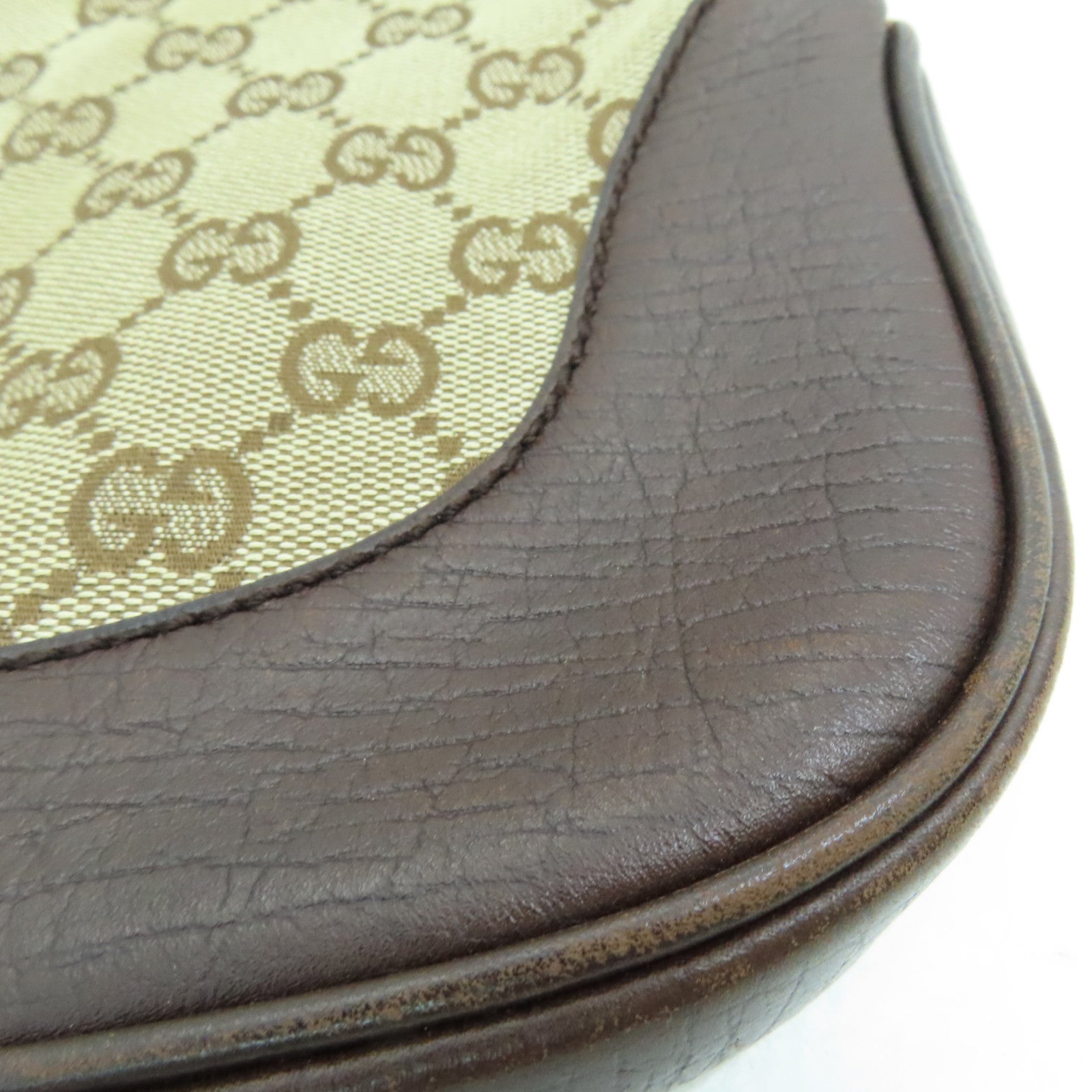 GUCCI canvas Shoulder Bag shoulder bag silver buckle brown