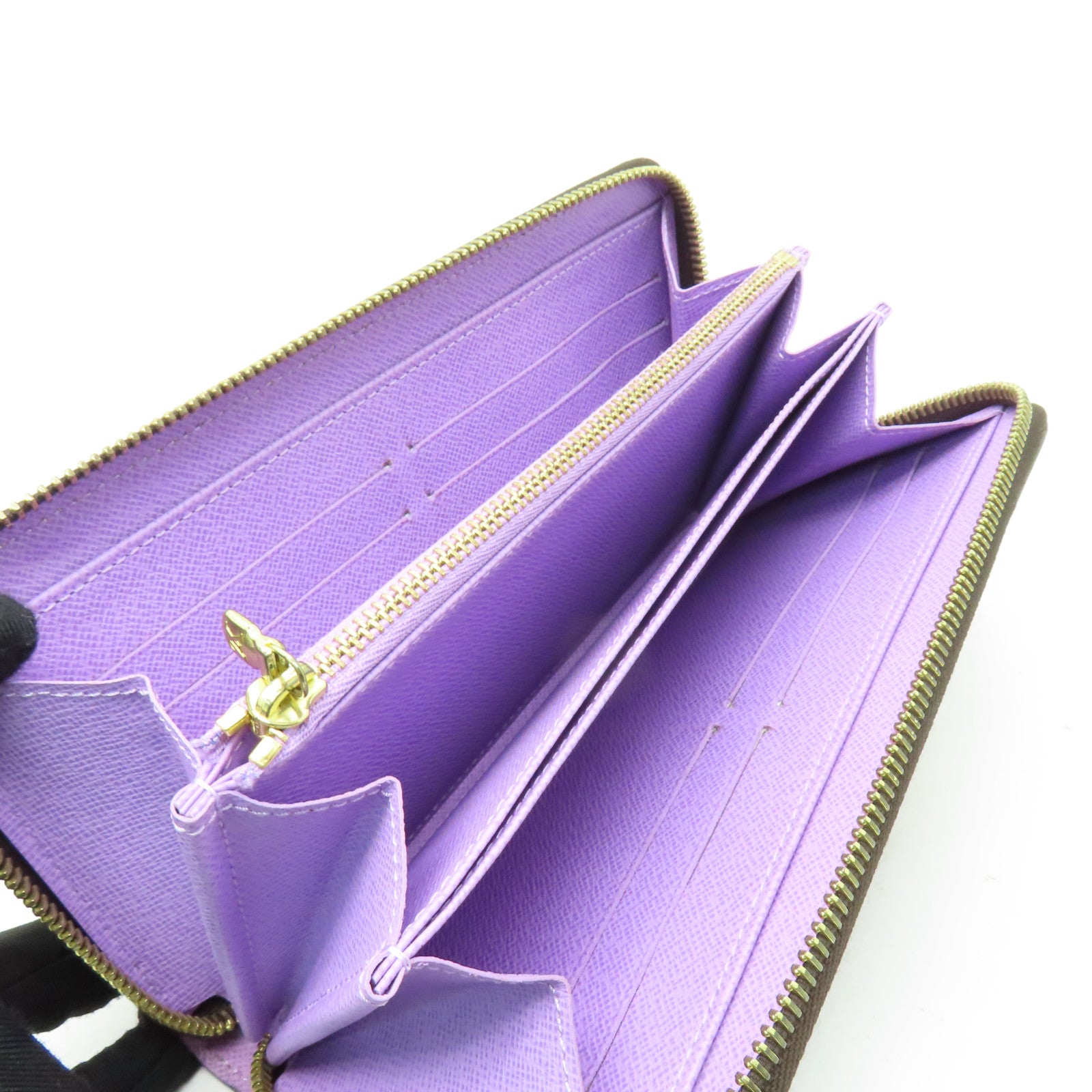 LOUIS VUITTON Damier Zippy Wallet金扣長錢包啡色