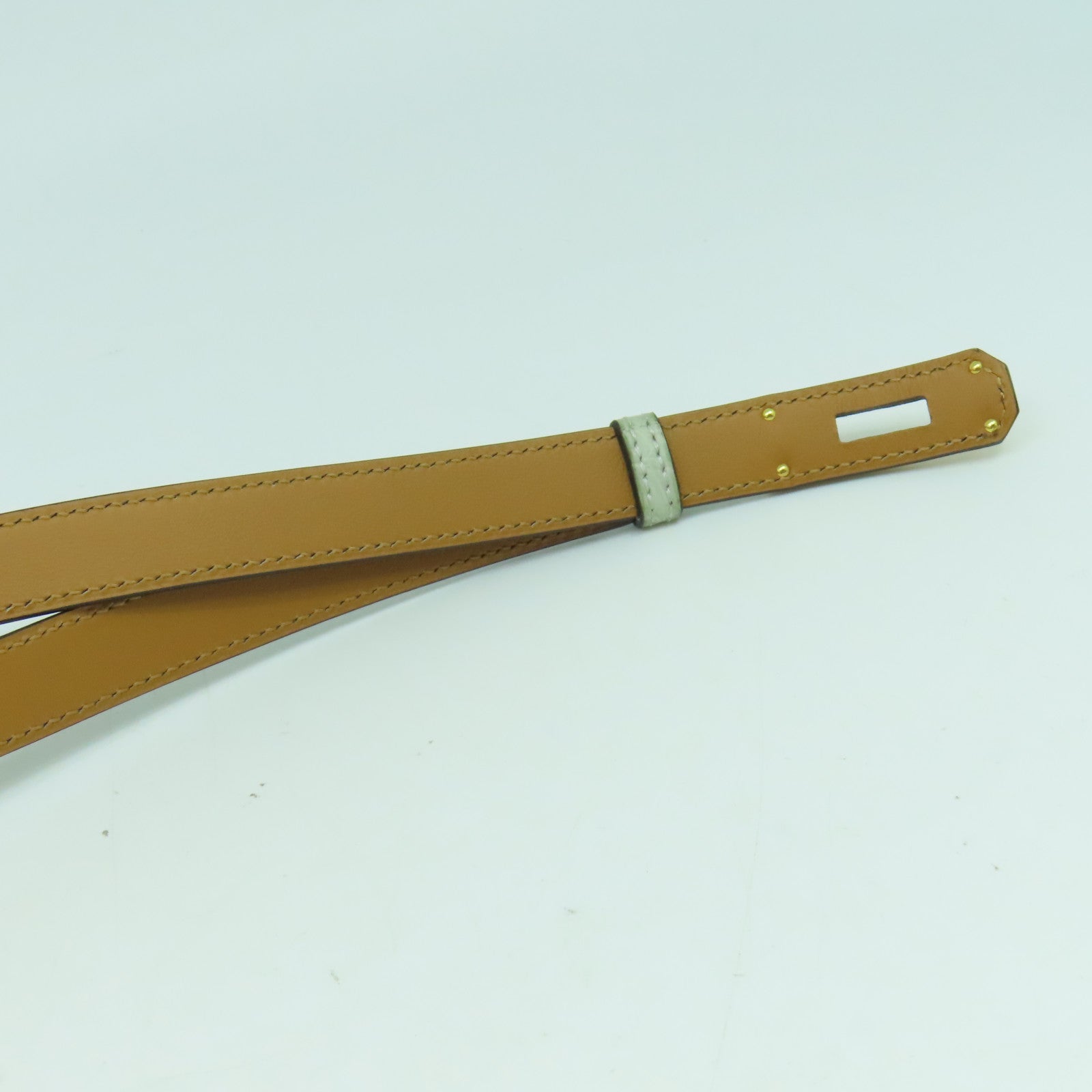 HERMES 【激減優惠】鱷魚皮革Kelly Belt金扣皮帶鼠尾草色