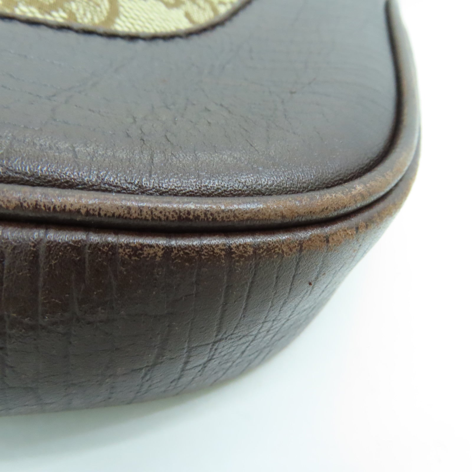 GUCCI canvas Shoulder Bag shoulder bag silver buckle brown