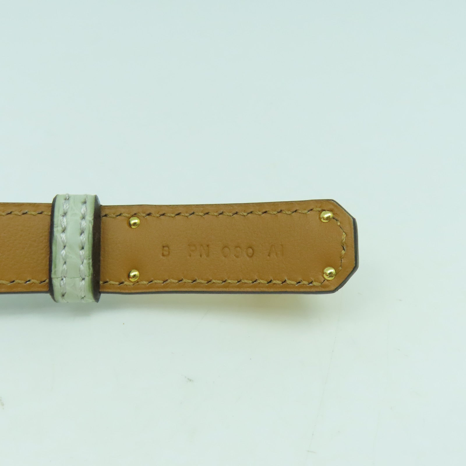 HERMES 【激減優惠】鱷魚皮革Kelly Belt金扣皮帶鼠尾草色