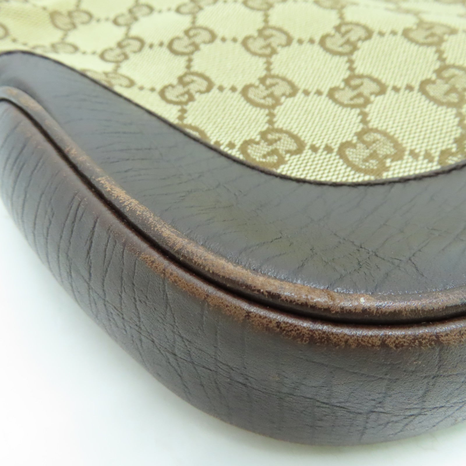 GUCCI canvas Shoulder Bag shoulder bag silver buckle brown