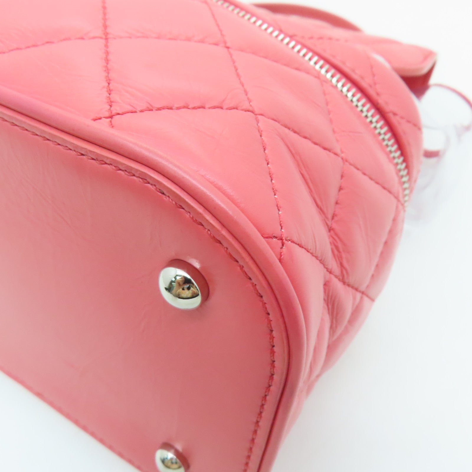 CHANEL 菱格Aged Calf皮革Chain Shoulder Bag銀扣鏈帶肩背袋粉紅色