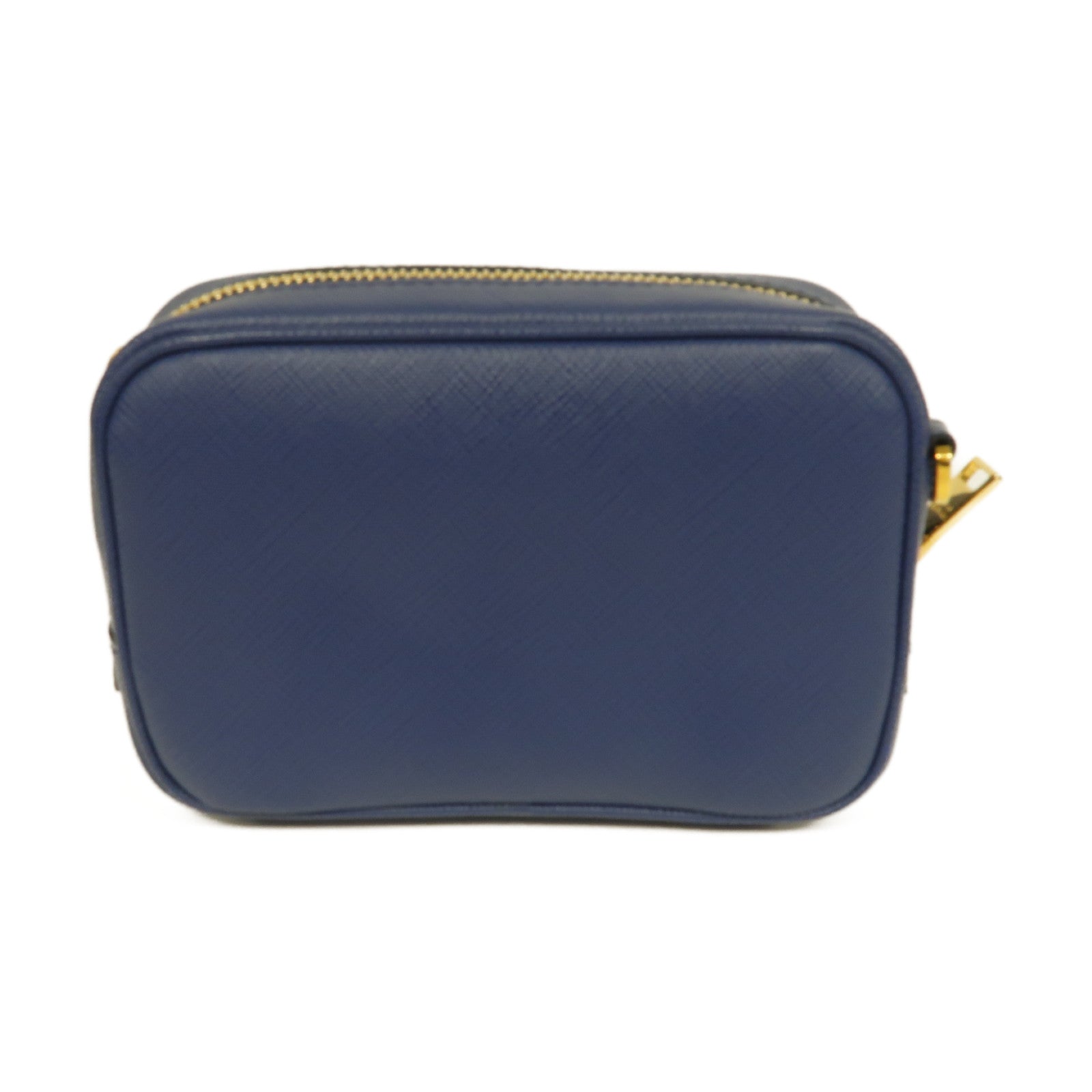 PRADA Saffiano皮革Mini Bag金扣肩背袋藍色