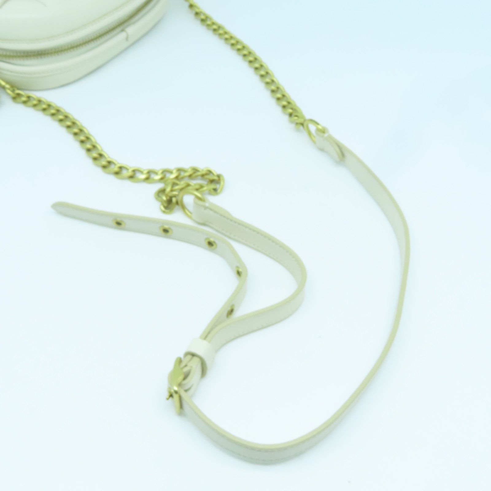 COACH 牛皮皮革Chain Shoulder Bag金扣鏈帶肩背袋白色