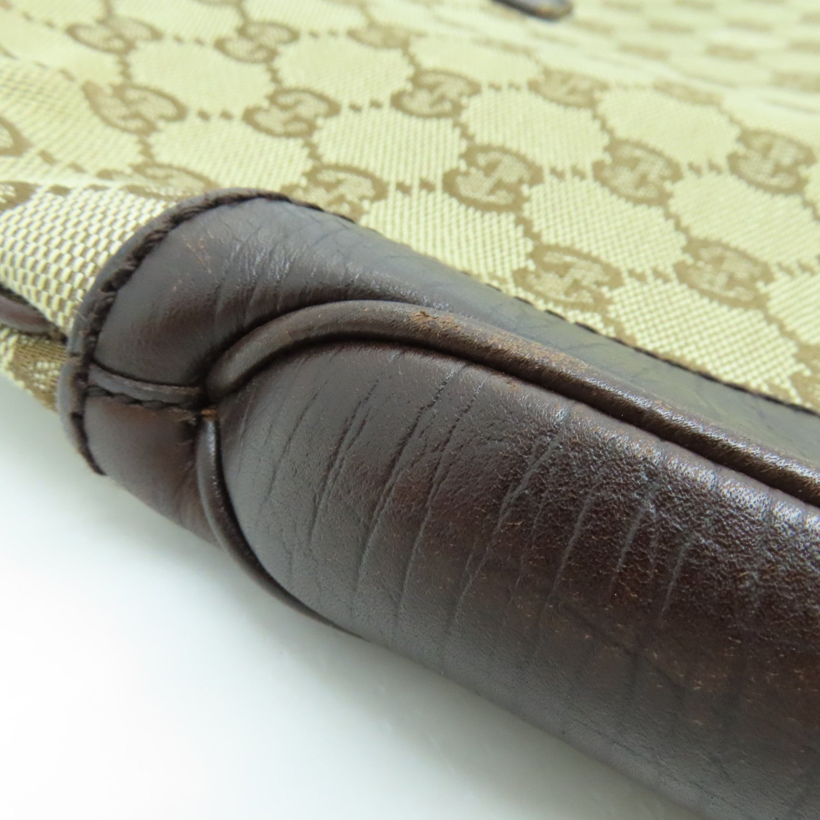 GUCCI canvas Shoulder Bag shoulder bag silver buckle brown