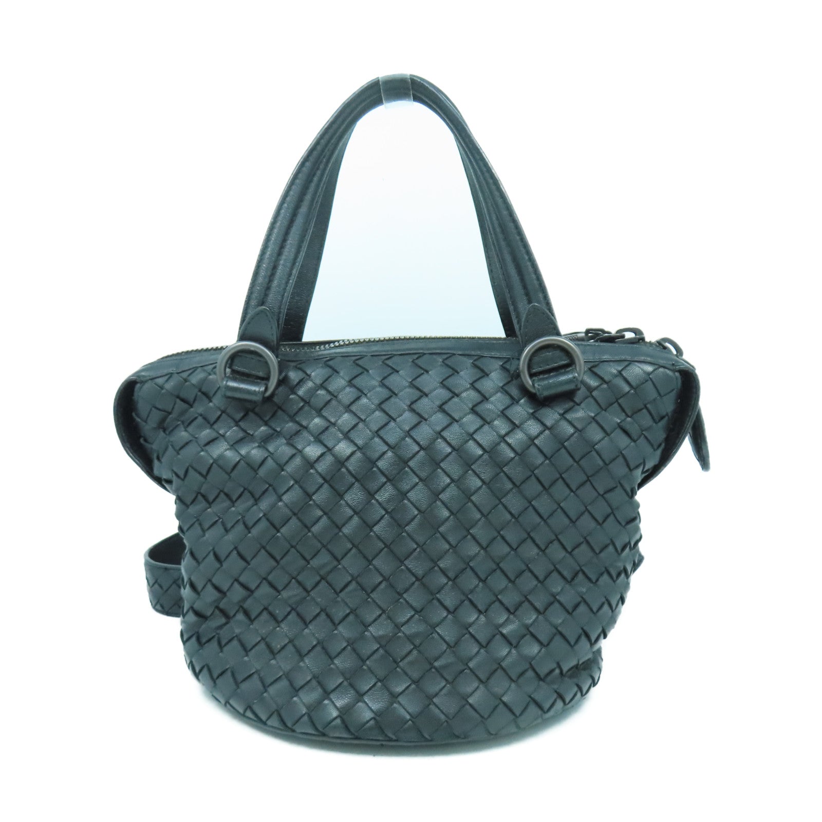 BOTTEGA VENETA 【激減優惠】牛皮皮革2 Way Shoulder黑扣手挽肩背兩用袋黑色