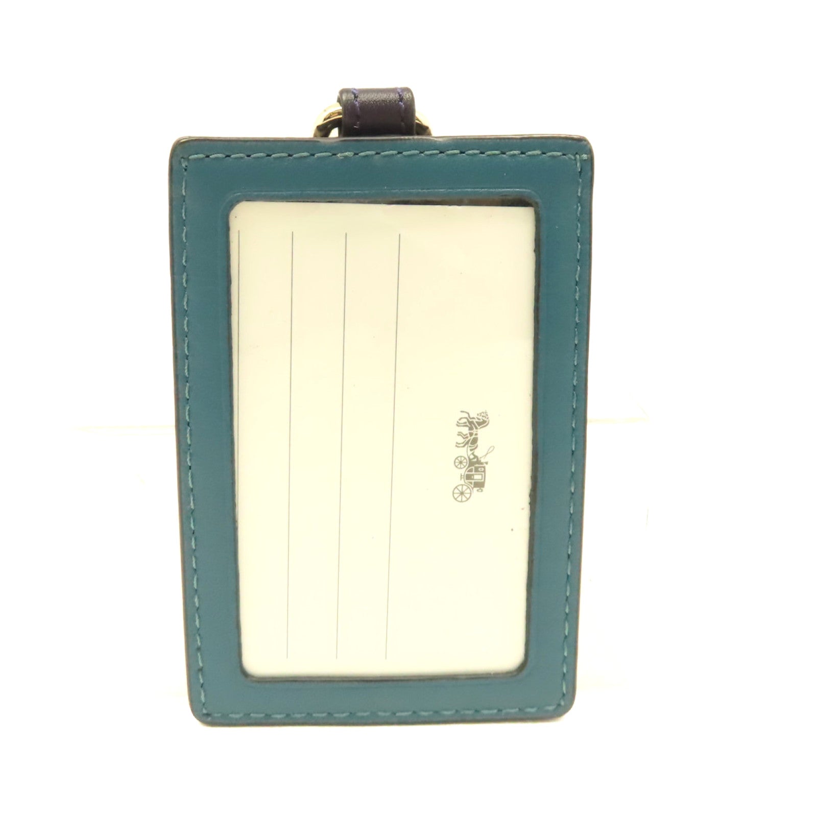 COACH 塗層帆布Card Case金扣卡片套啡色/綠色