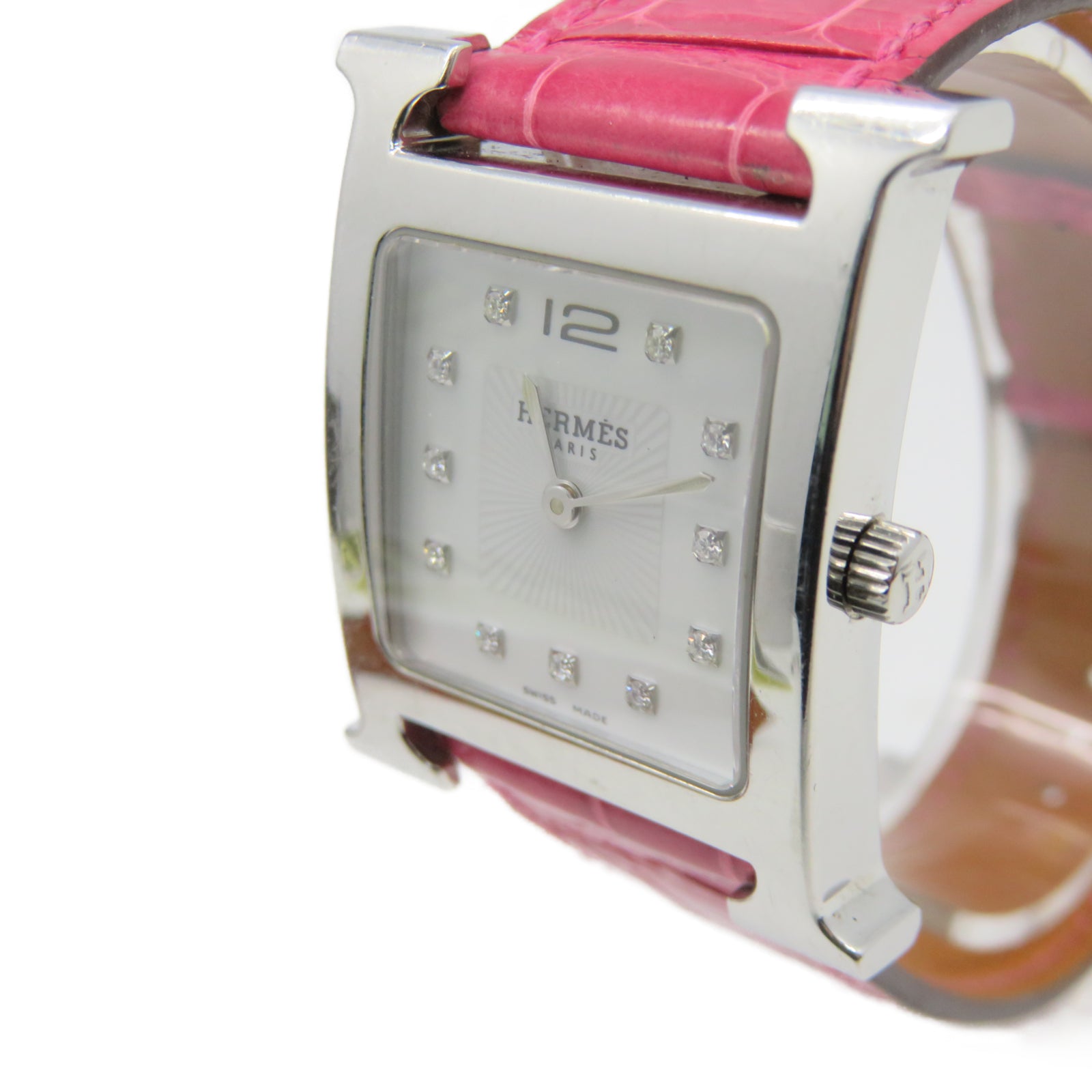 HERMES 【激減優惠】Heure H Dia不鏽鋼手錶石英機芯白色