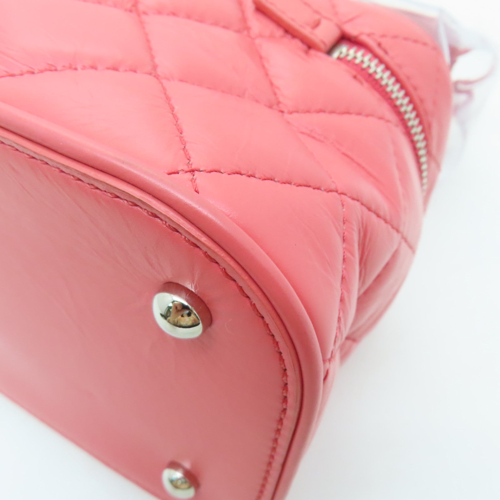 CHANEL 菱格Aged Calf皮革Chain Shoulder Bag銀扣鏈帶肩背袋粉紅色