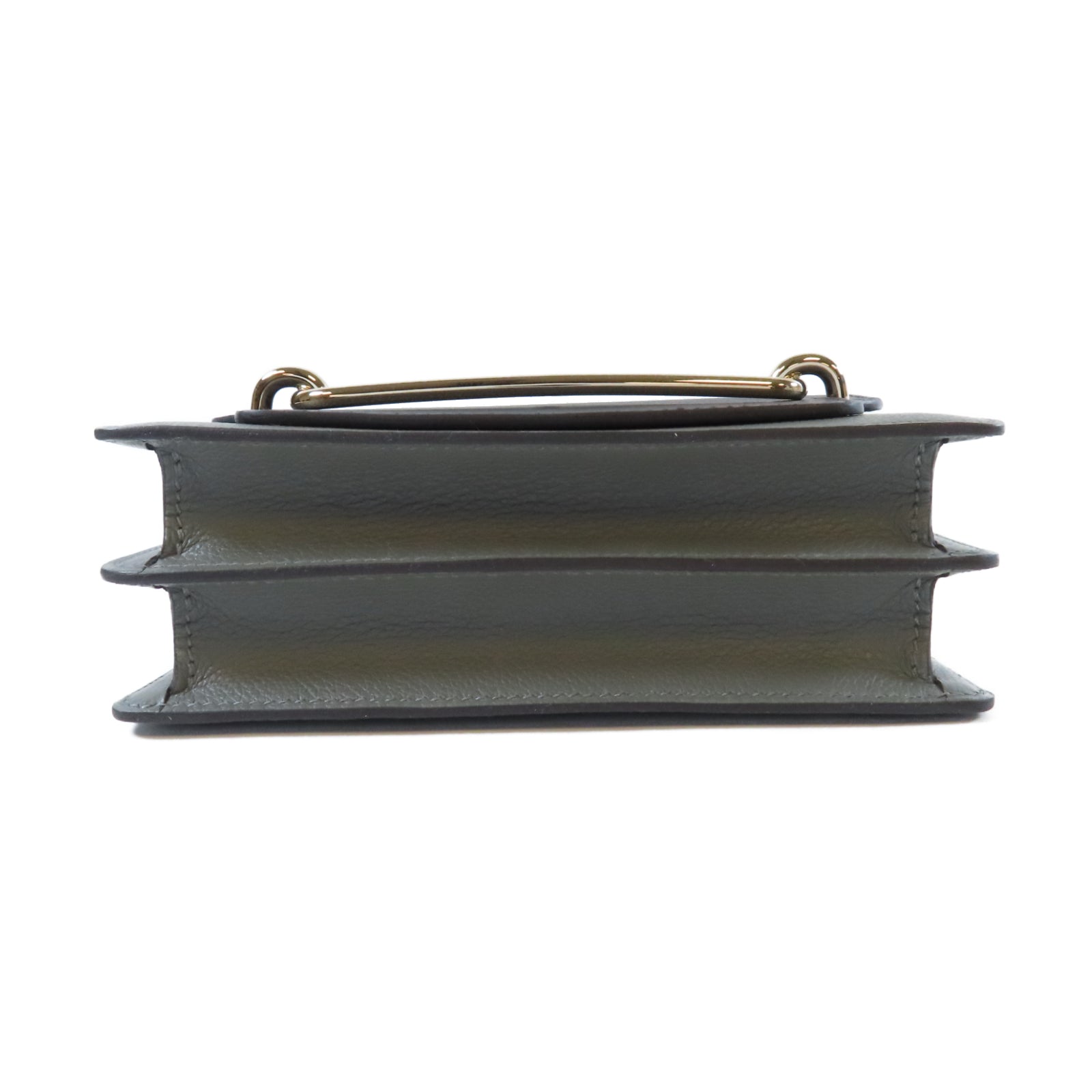 HERMES Evercolor皮革Mini Roulis金扣肩背袋深灰色