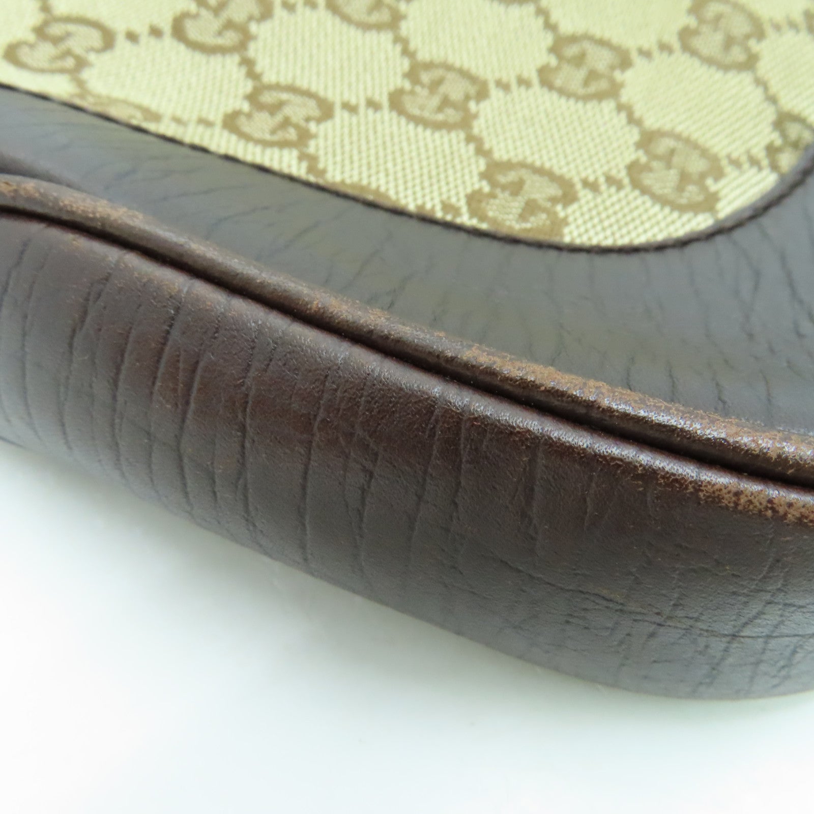 GUCCI canvas Shoulder Bag shoulder bag silver buckle brown