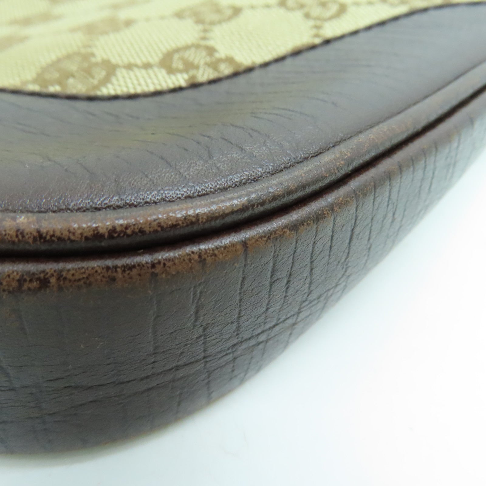 GUCCI canvas Shoulder Bag shoulder bag silver buckle brown