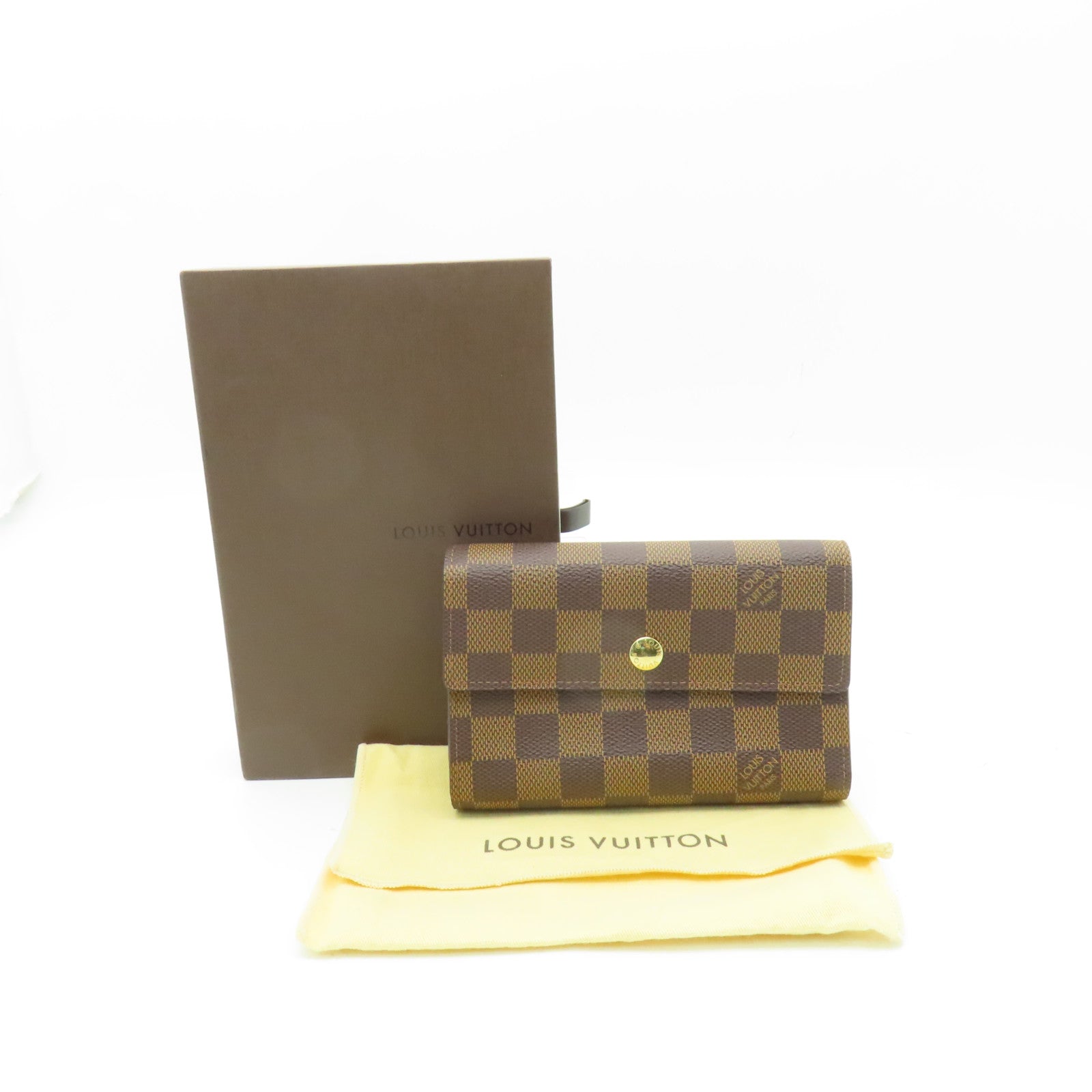 LOUIS VUITTON Damier Wallet金扣錢包啡色