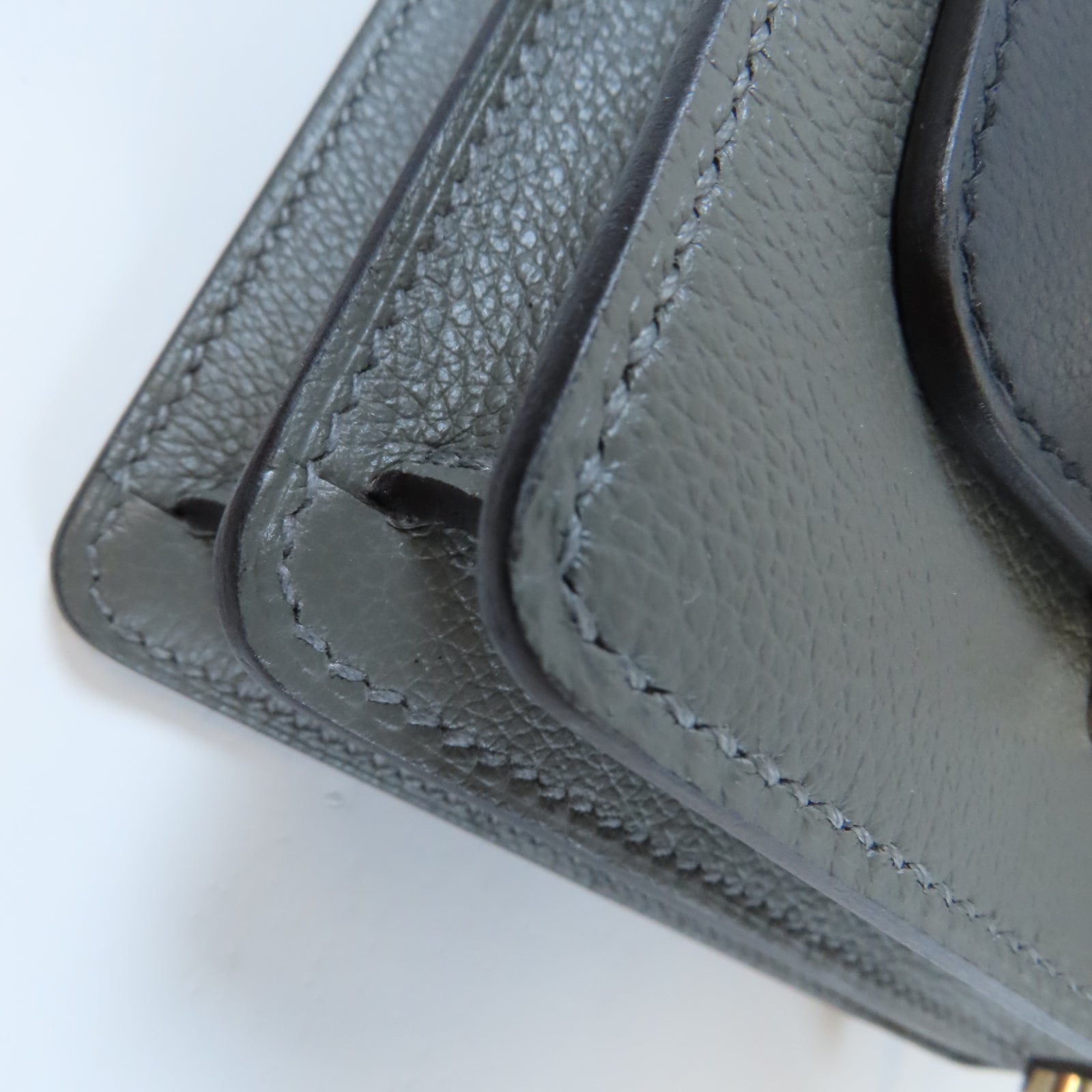 HERMES Evercolor皮革Mini Roulis金扣肩背袋深灰色