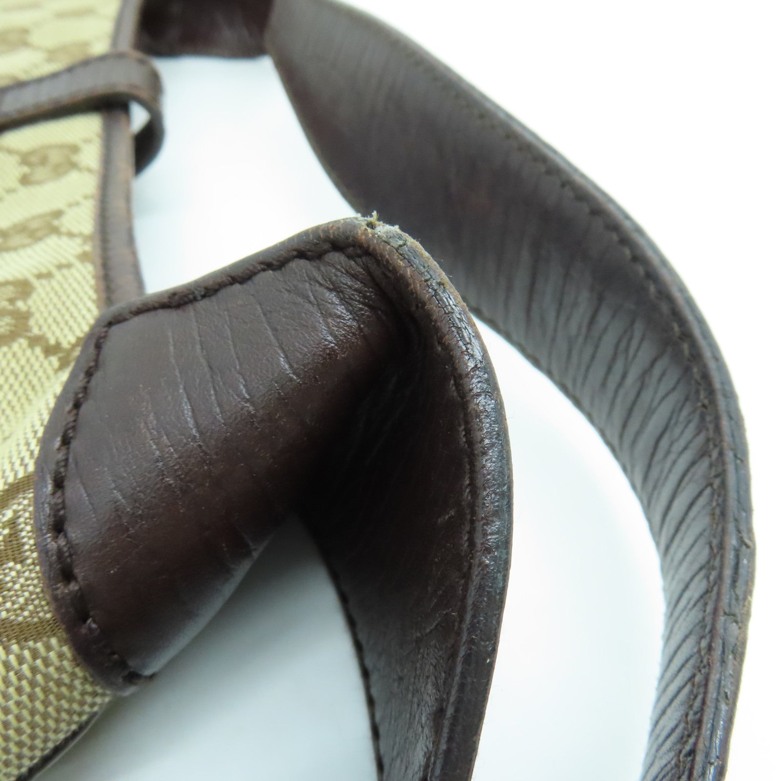 GUCCI canvas Shoulder Bag shoulder bag silver buckle brown