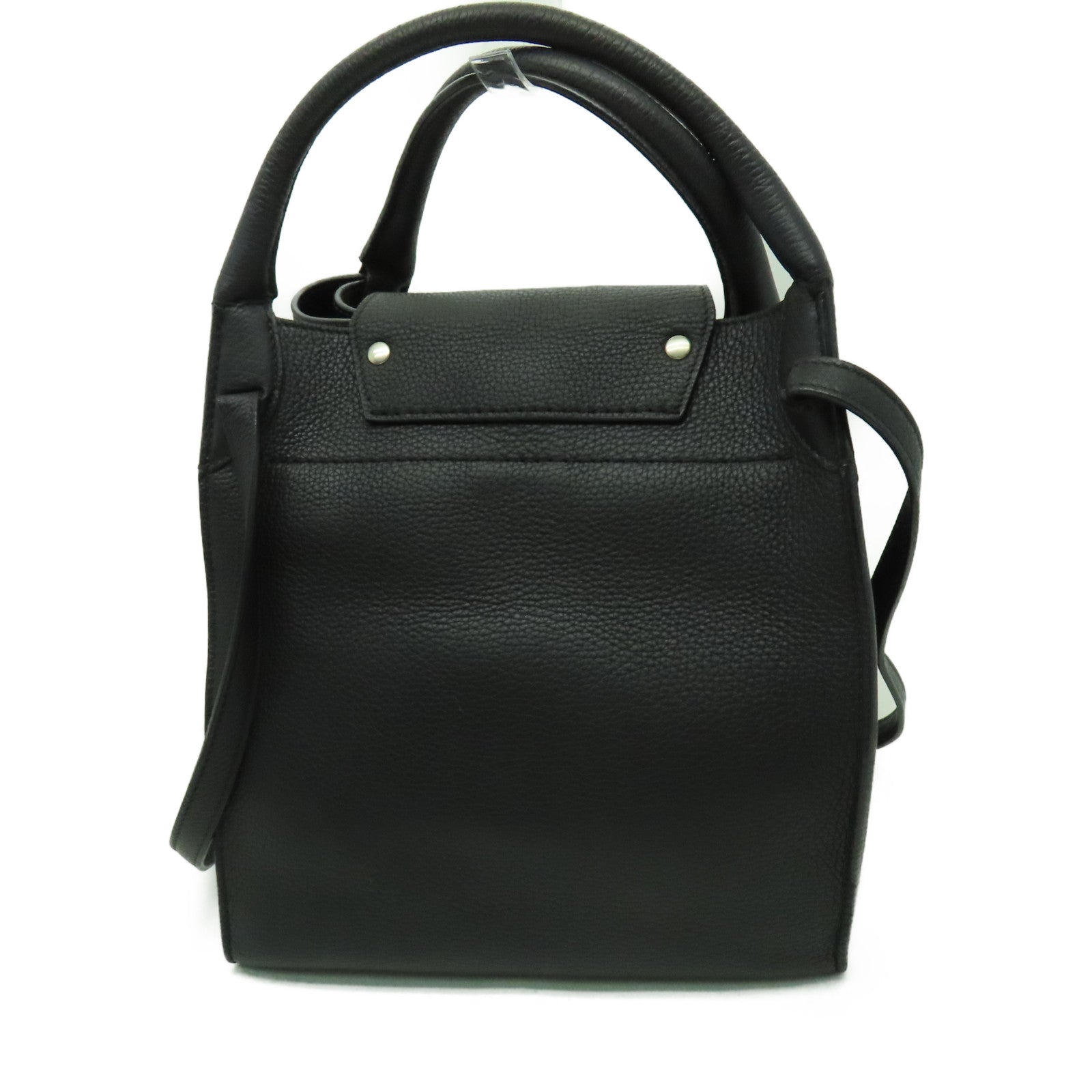 CELINE 牛皮皮革Shoulder Bag銀扣手挽肩背兩用袋黑色