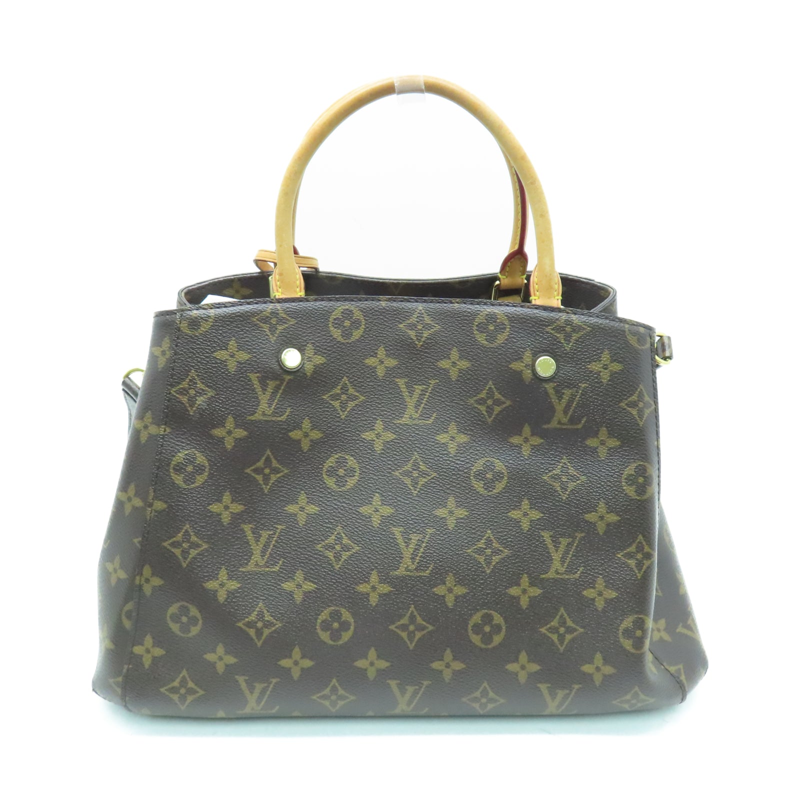 LOUIS VUITTON Monogram Montaigne MM金扣手挽肩背兩用袋棕色