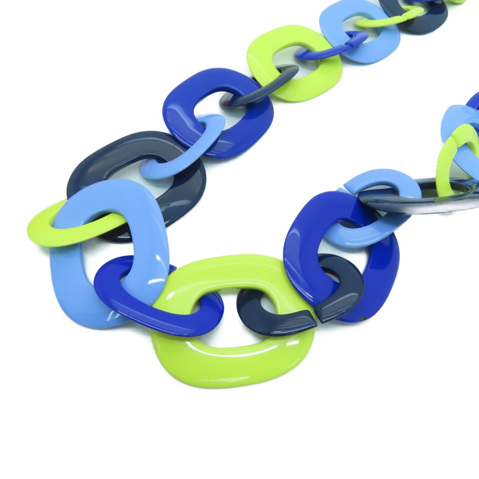HERMES [Sharp Discount] Buffalo Horn Necklace Blue/Green