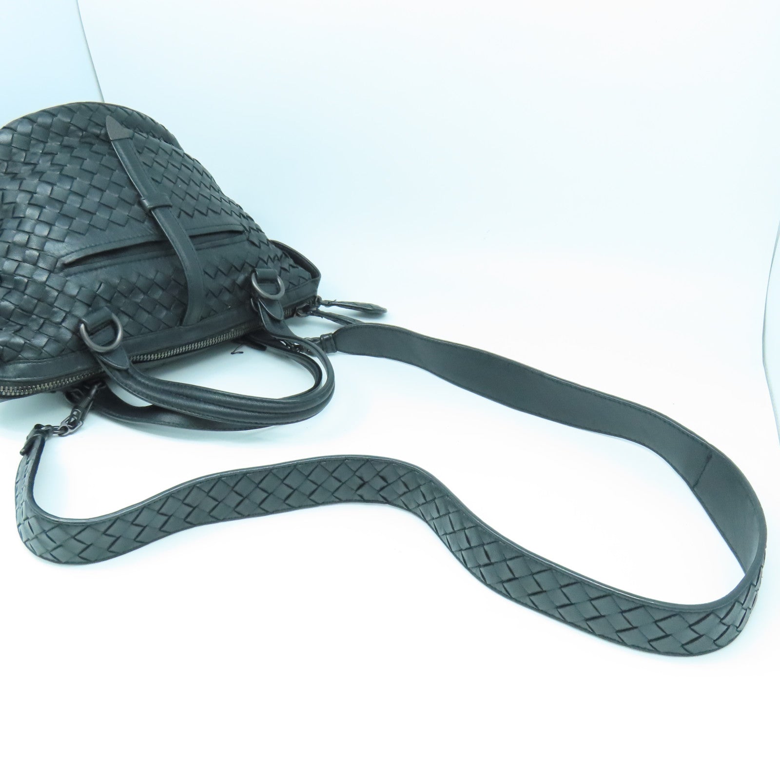 BOTTEGA VENETA 【激減優惠】牛皮皮革2 Way Shoulder黑扣手挽肩背兩用袋黑色