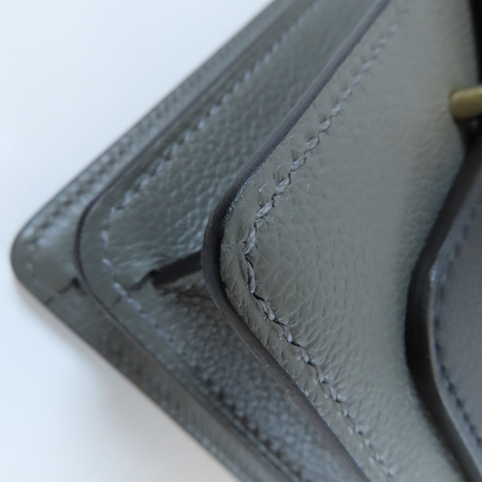 HERMES Evercolor皮革Mini Roulis金扣肩背袋深灰色