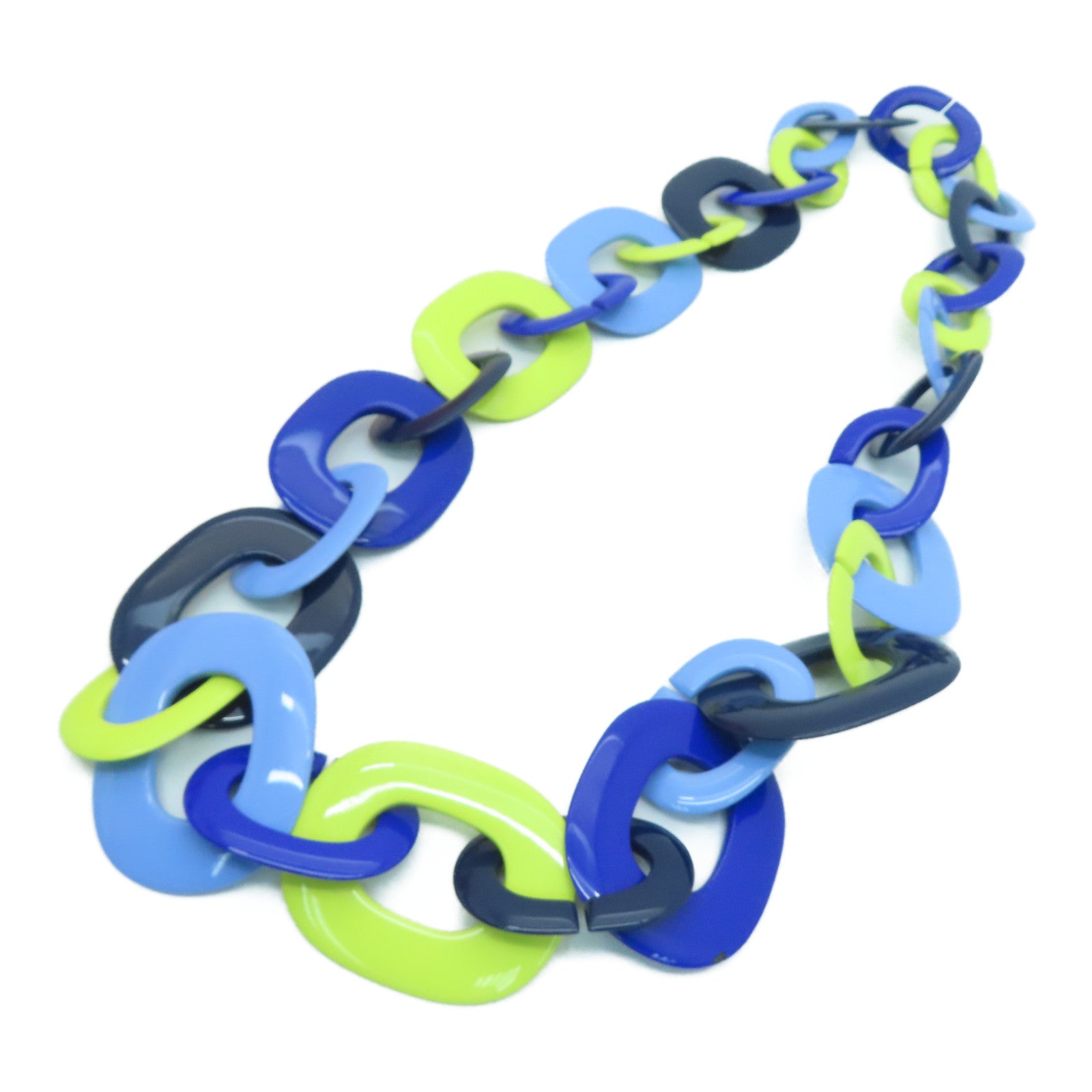HERMES [Sharp Discount] Buffalo Horn Necklace Blue/Green