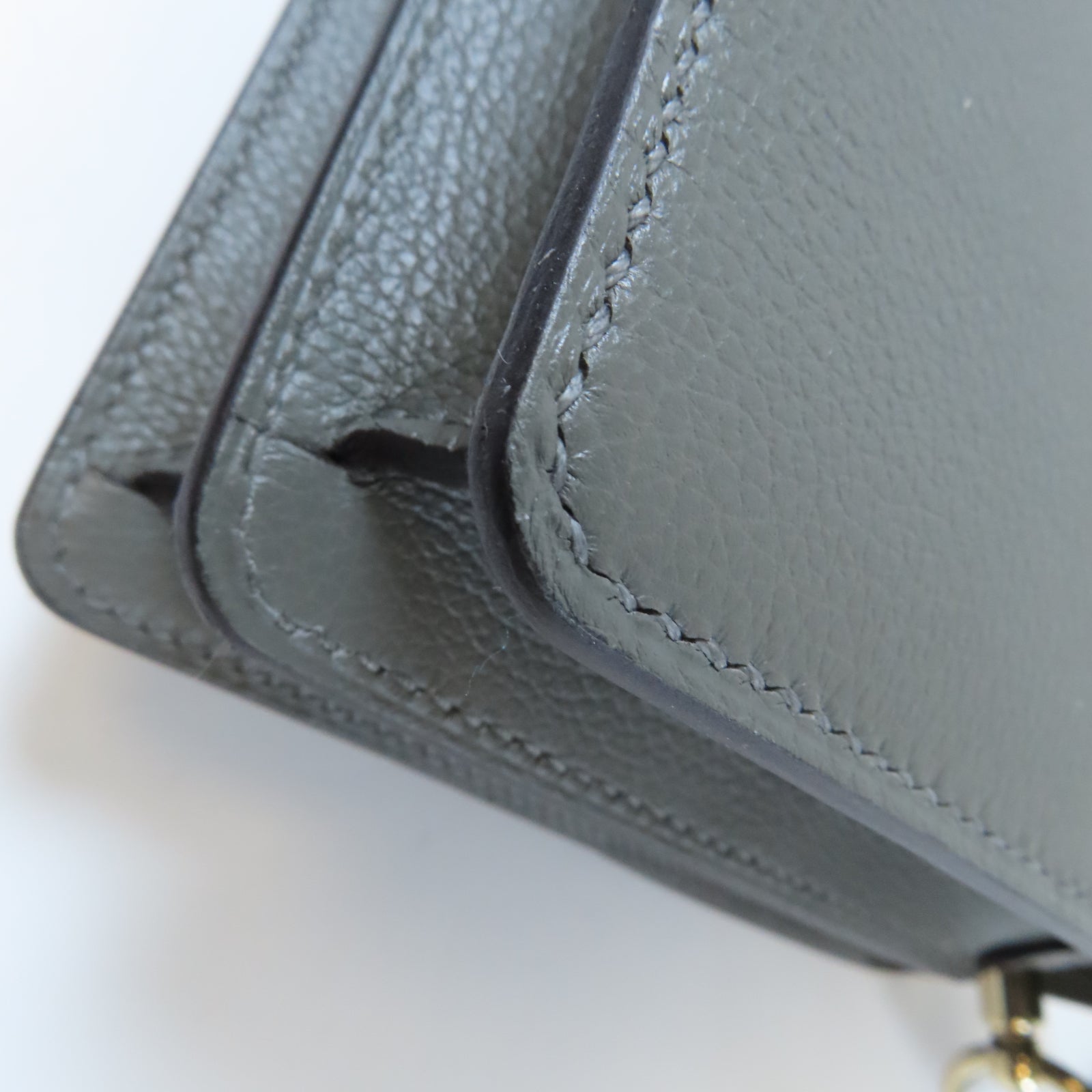 HERMES Evercolor皮革Mini Roulis金扣肩背袋深灰色