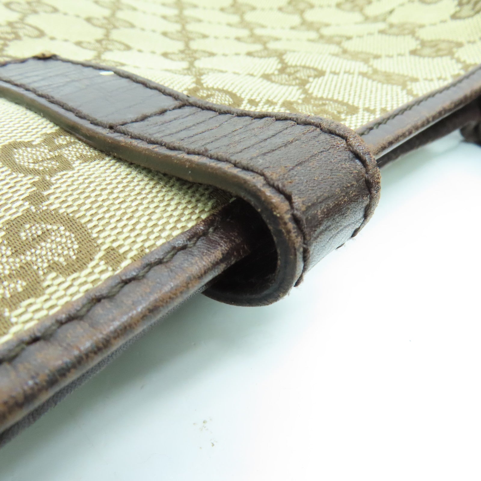 GUCCI canvas Shoulder Bag shoulder bag silver buckle brown