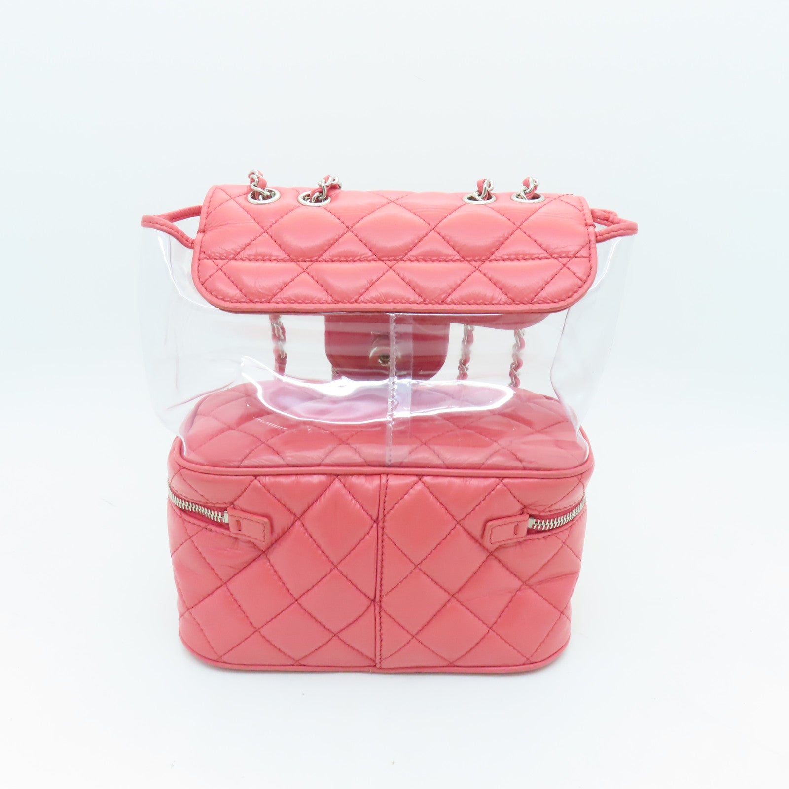 CHANEL 菱格Aged Calf皮革Chain Shoulder Bag銀扣鏈帶肩背袋粉紅色