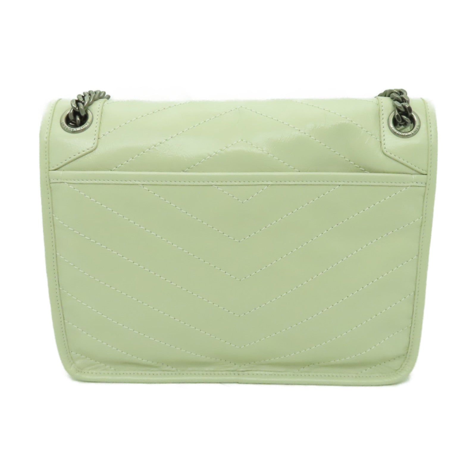 SAINT LAURENT 牛皮皮革Shoulder Bag銀扣鏈帶肩背袋白色