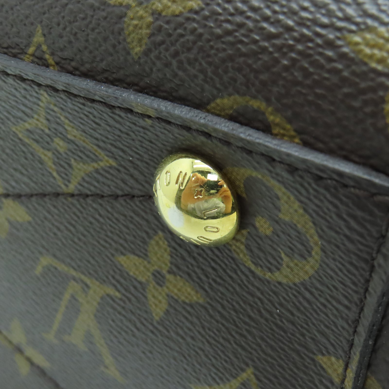 LOUIS VUITTON Monogram Montaigne MM金扣手挽肩背兩用袋棕色