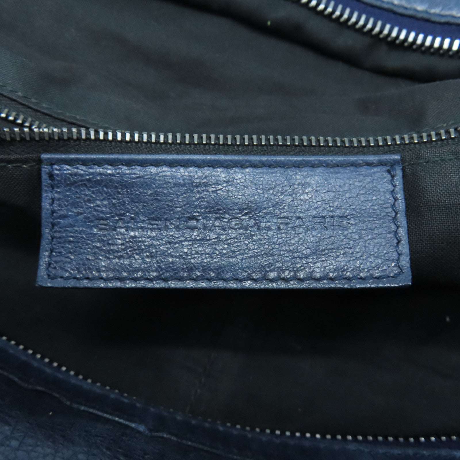 BALENCIAGA Sheepskin Leather Shoulder Bag Silver Buckle Shoulder Bag Blue