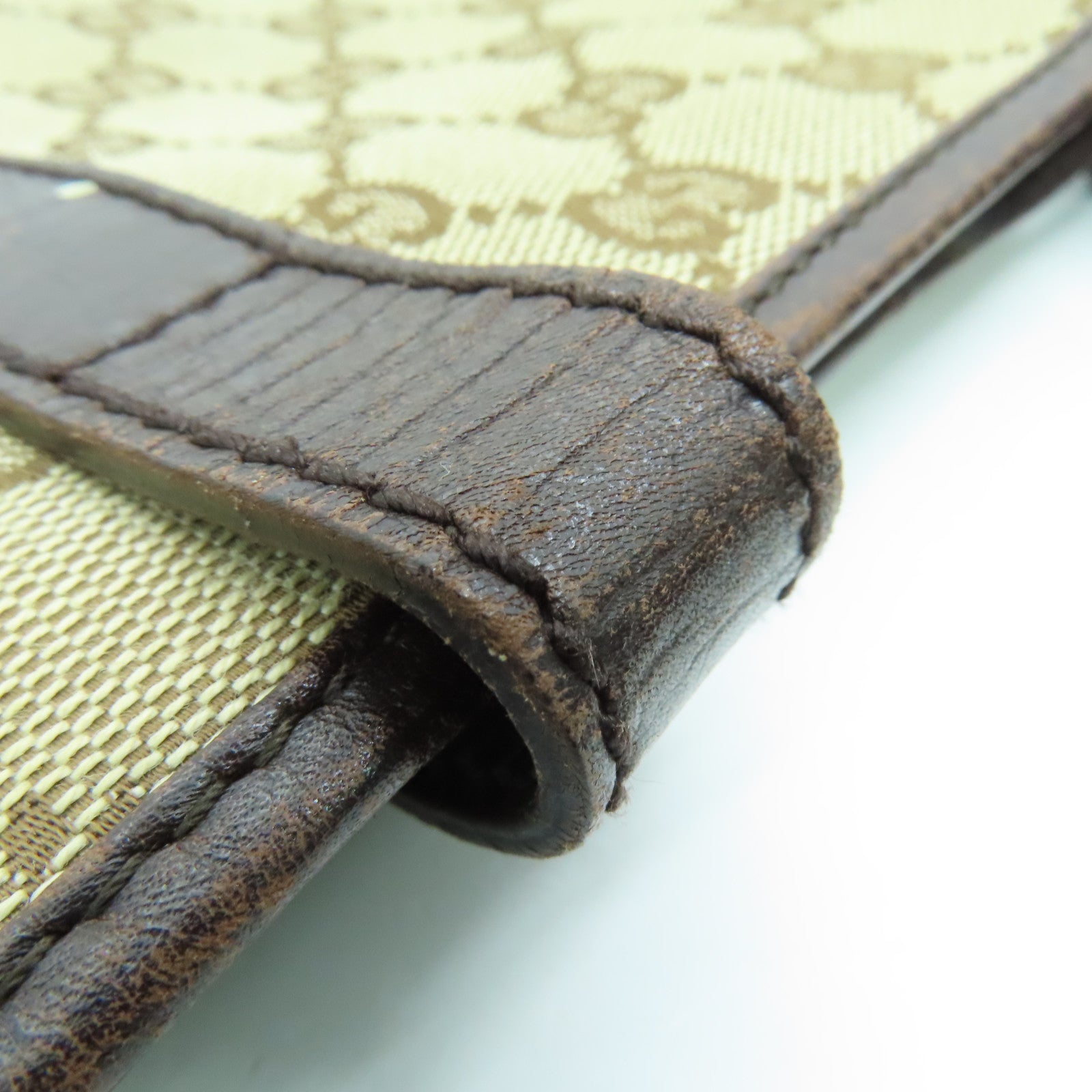 GUCCI canvas Shoulder Bag shoulder bag silver buckle brown