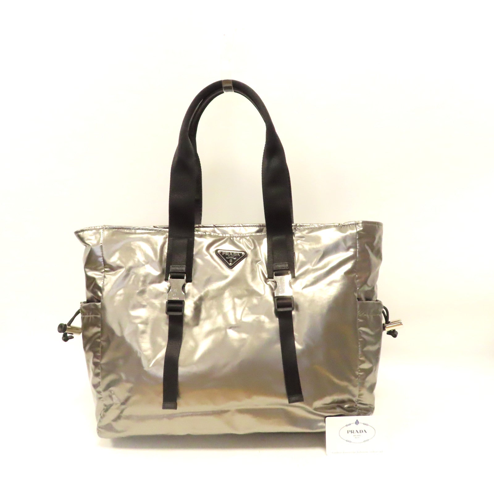 PRADA 尼龍Shoulder Bag銀扣肩背袋銀色