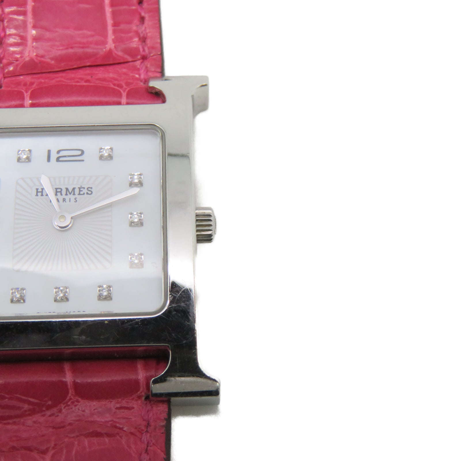HERMES 【激減優惠】Heure H Dia不鏽鋼手錶石英機芯白色