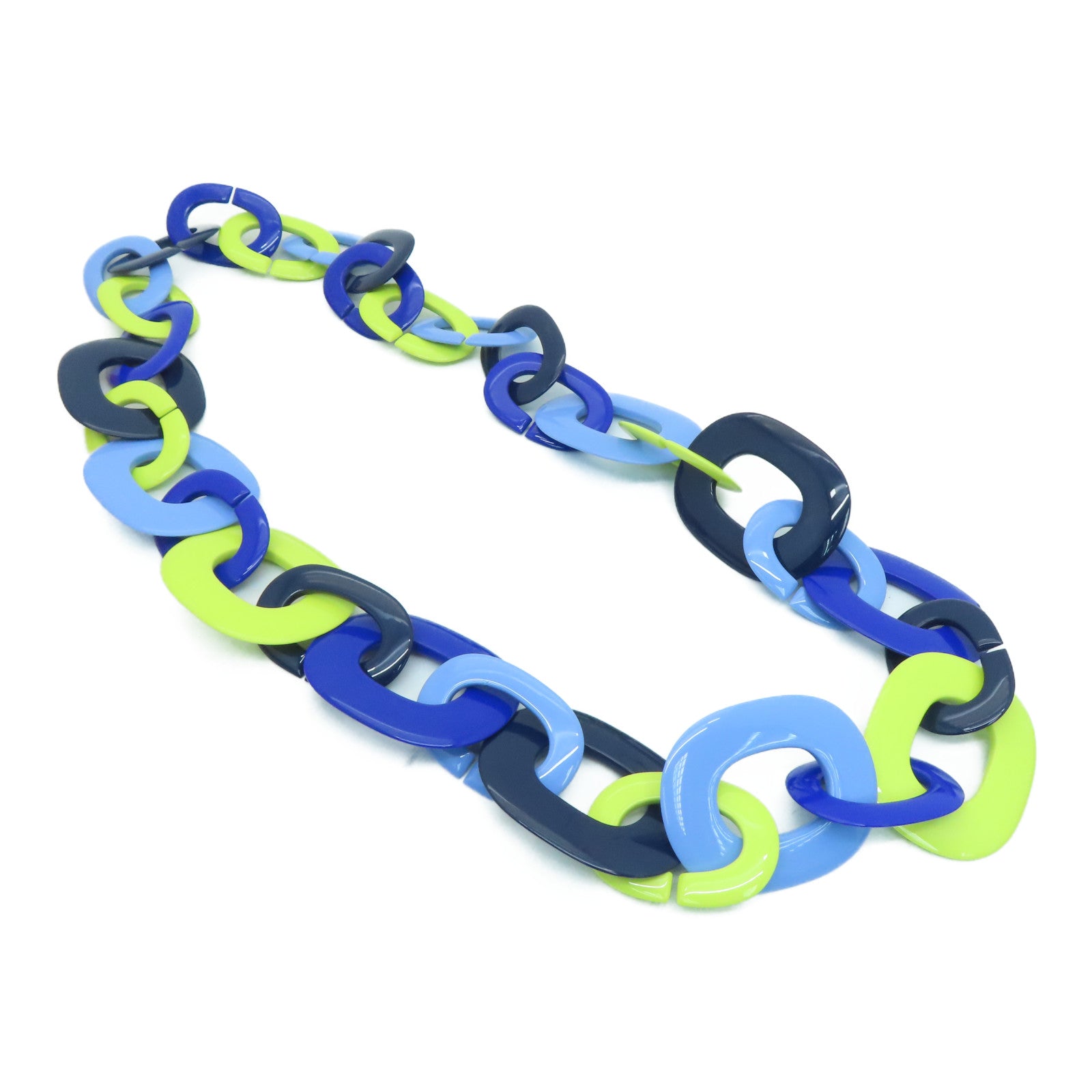 HERMES [Sharp Discount] Buffalo Horn Necklace Blue/Green