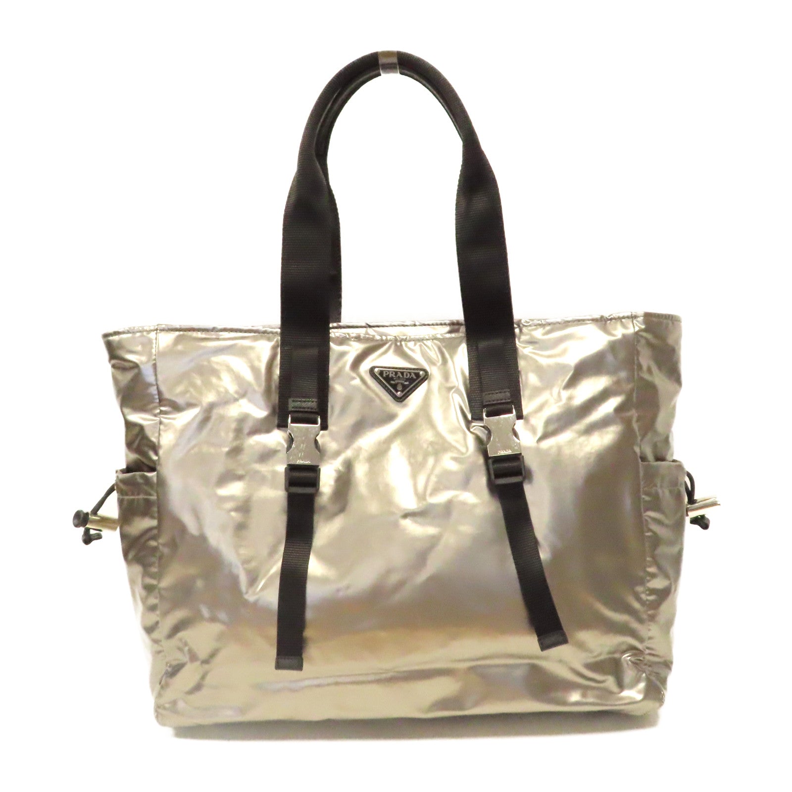 PRADA 尼龍Shoulder Bag銀扣肩背袋銀色