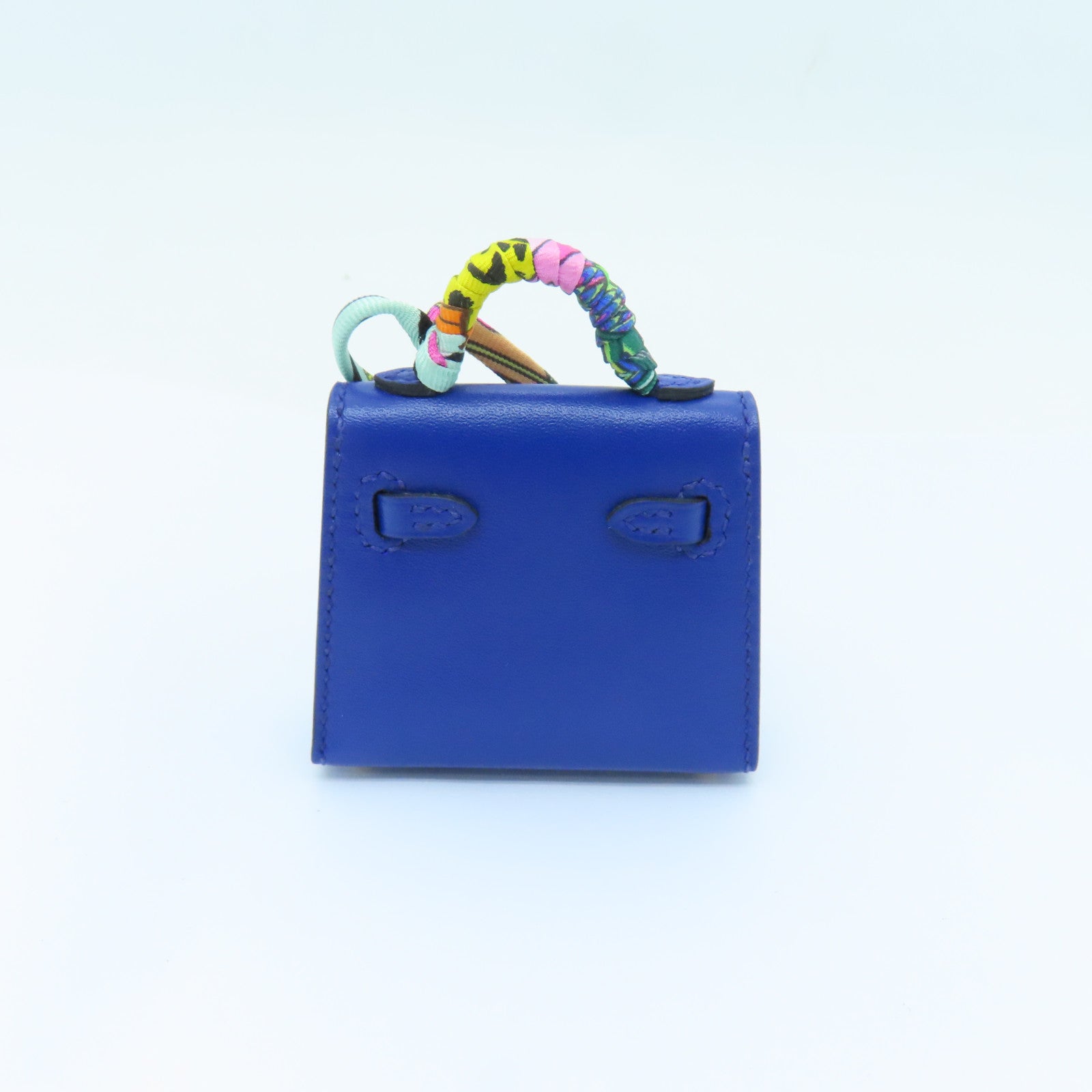 HERMES Tadelakt皮革Kelly Twilly Bag Charm金扣掛飾Bleu Electrique藍色