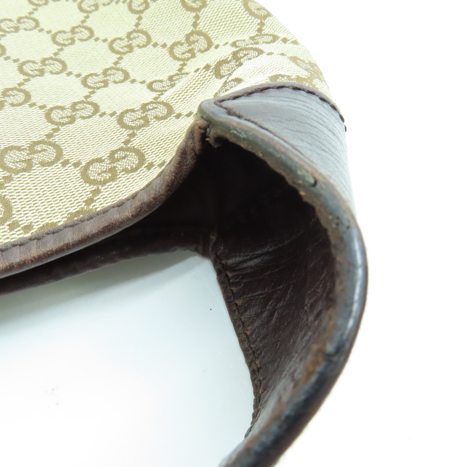 GUCCI canvas Shoulder Bag shoulder bag silver buckle brown