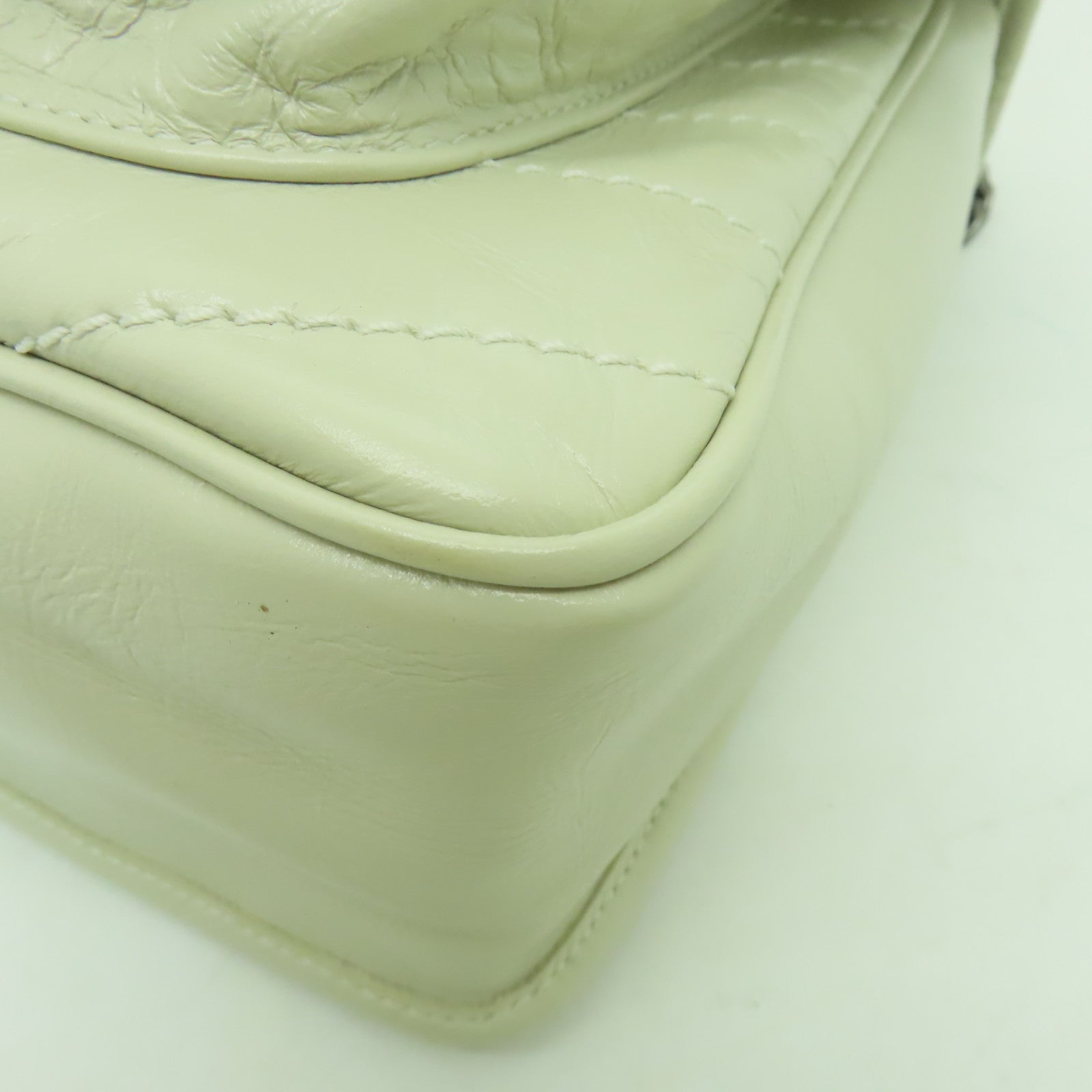 SAINT LAURENT 牛皮皮革Shoulder Bag銀扣鏈帶肩背袋白色