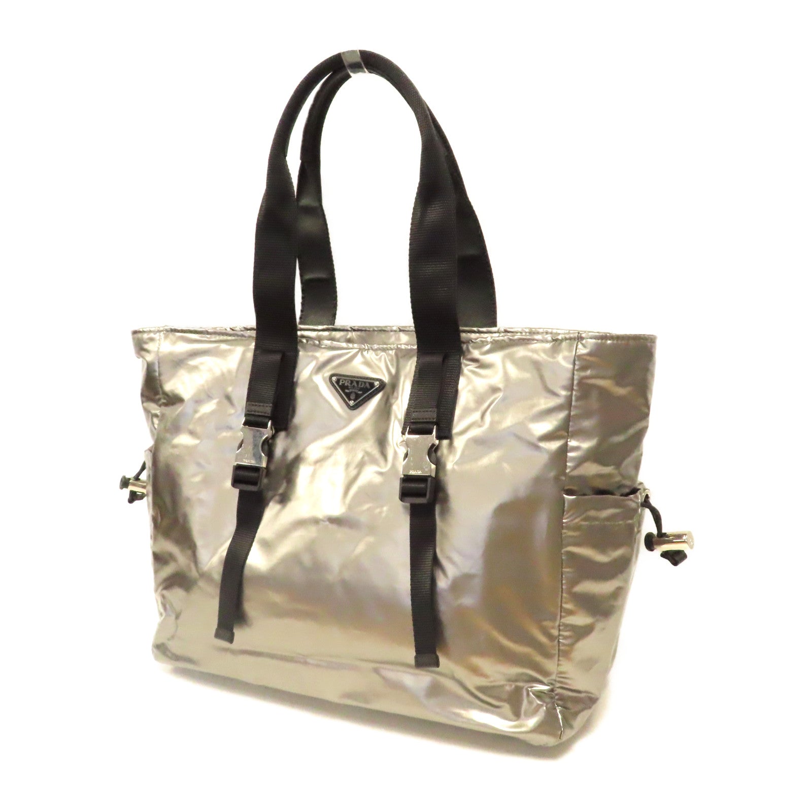 PRADA 尼龍Shoulder Bag銀扣肩背袋銀色