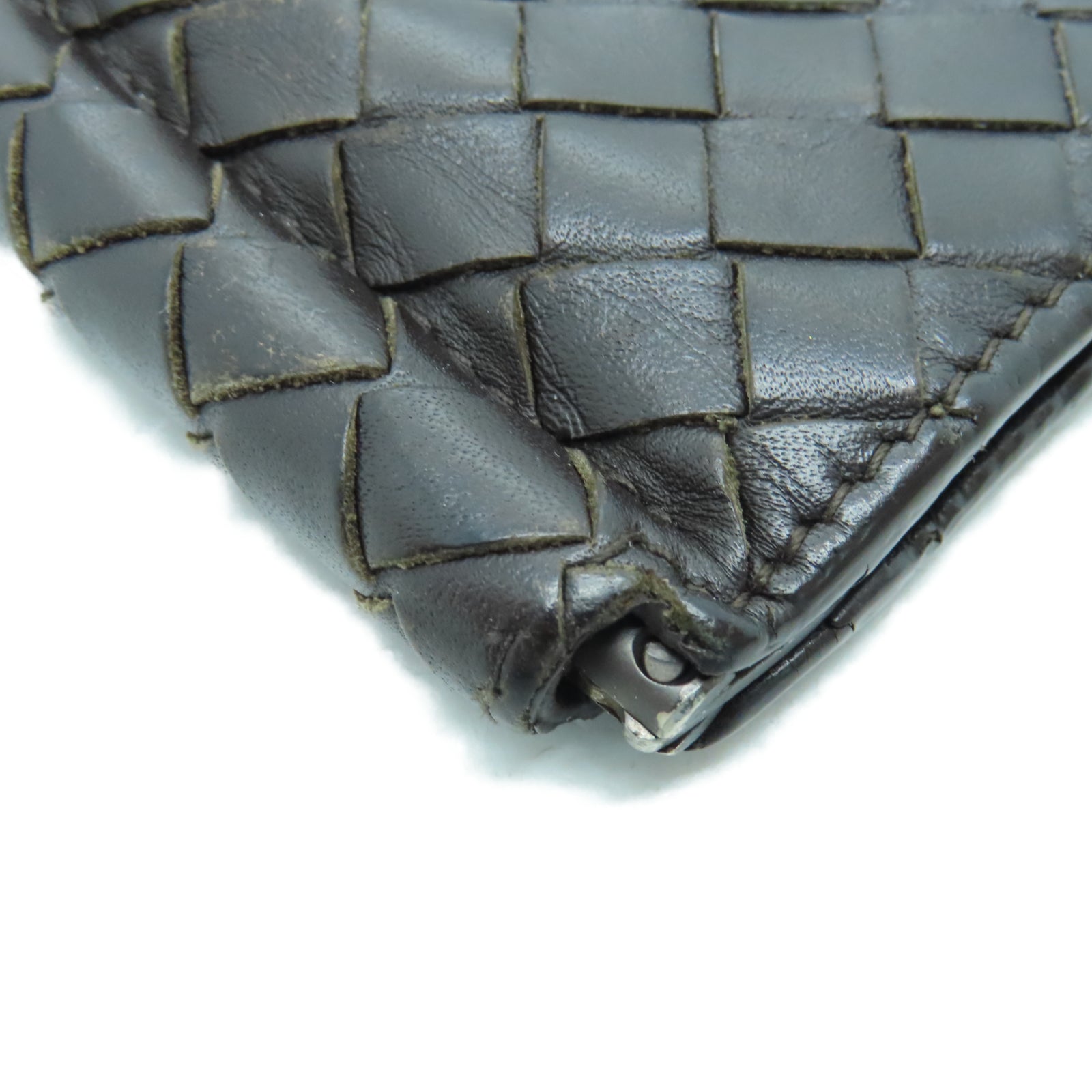 BOTTEGA VENETA 菱格牛皮皮革Wallet钱包棕色