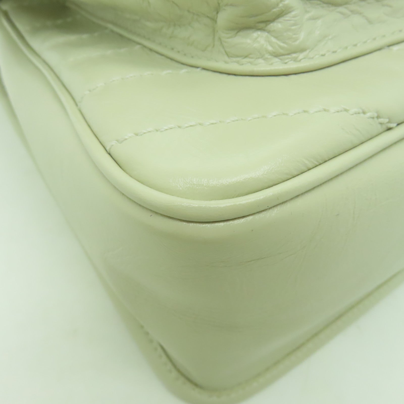 SAINT LAURENT 牛皮皮革Shoulder Bag銀扣鏈帶肩背袋白色